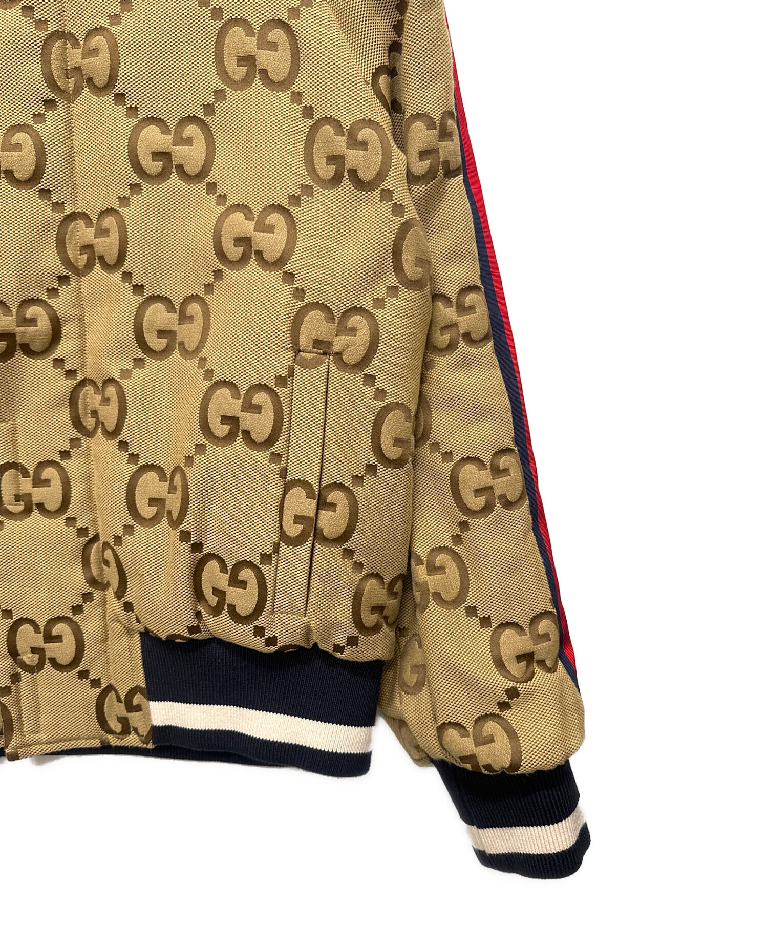 美品　グッチ　GUCCI ジャガード　Lサイズ　パーカー　ライトジャケット 中古・古着通販】GUCCI (グッチ) GGジャガード キャンバス ハイネック
