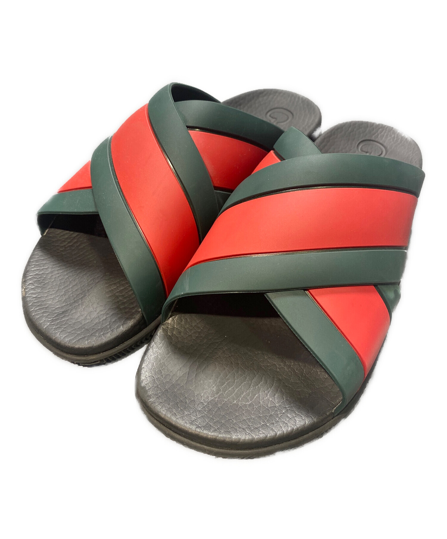 グッチ　サンダル　シェリーライン 中古・古着通販】GUCCI (グッチ) シェリーラインラバーサンダル レッド