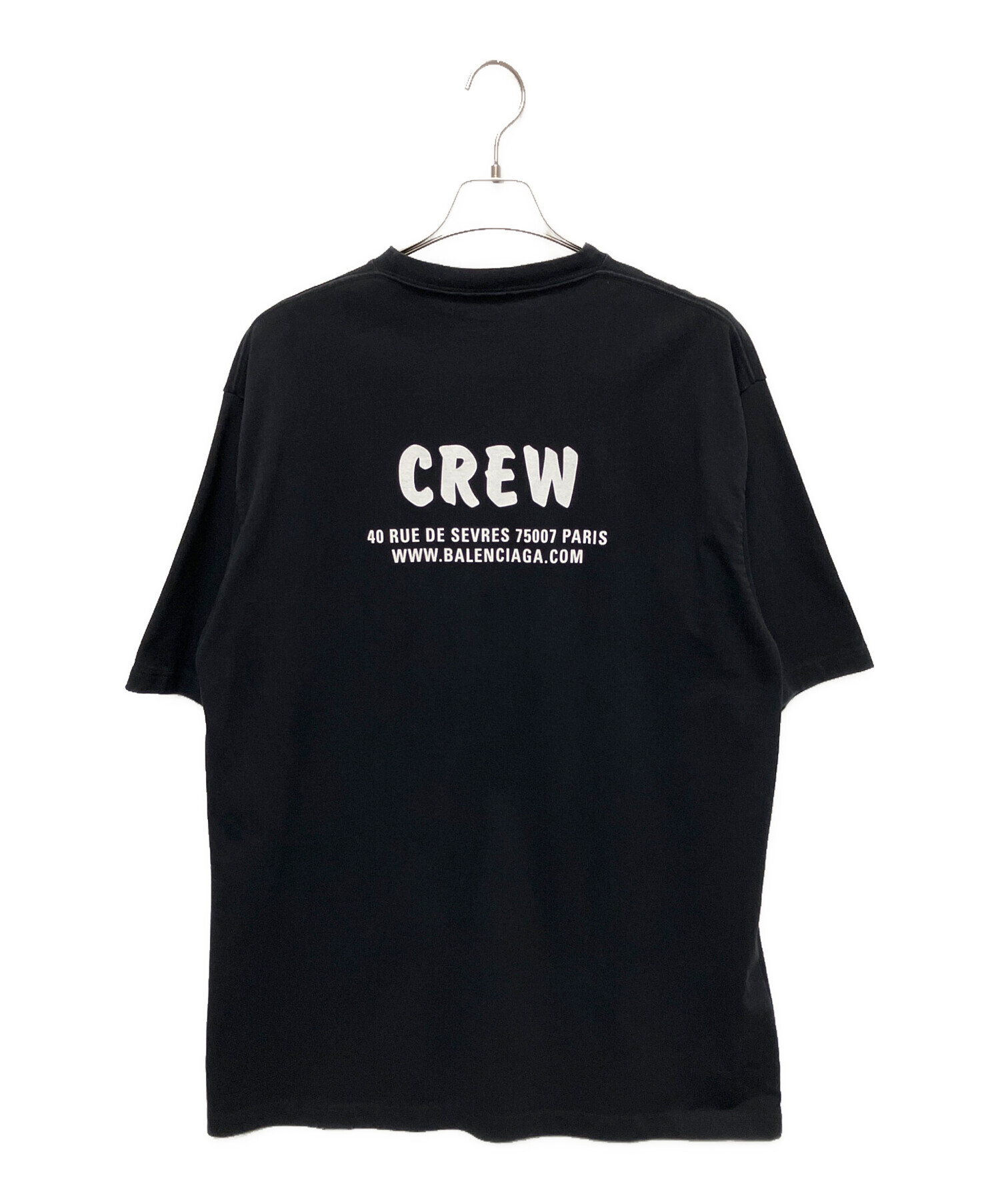 バレンシアガ　Tシャツ　CREW balenciaga ブラック 中古・古着通販】BALENCIAGA (バレンシアガ) CREWロゴプリントTシャツ