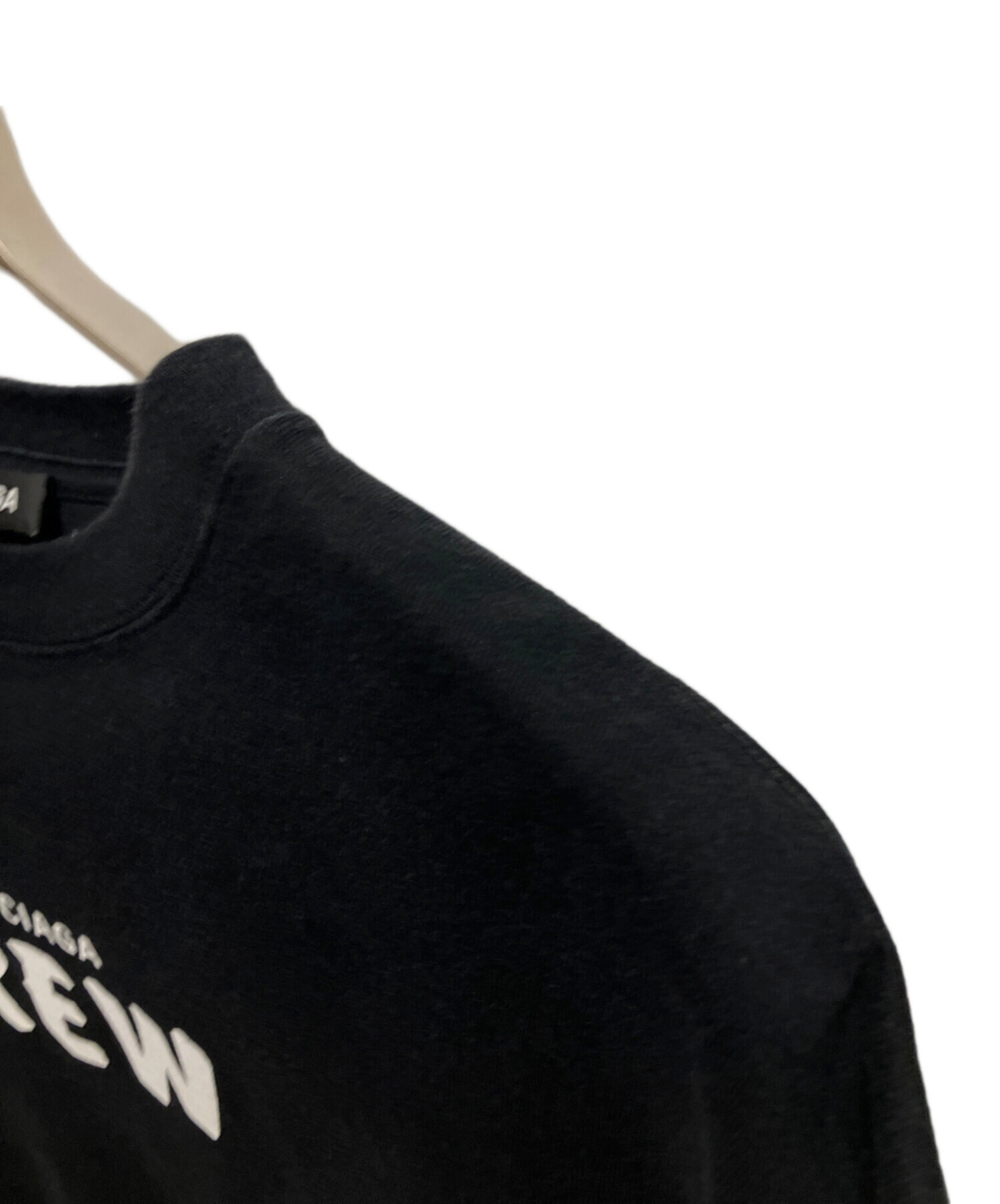 バレンシアガ　Tシャツ　CREW balenciaga ブラック 中古・古着通販】BALENCIAGA (バレンシアガ) CREWロゴプリントTシャツ