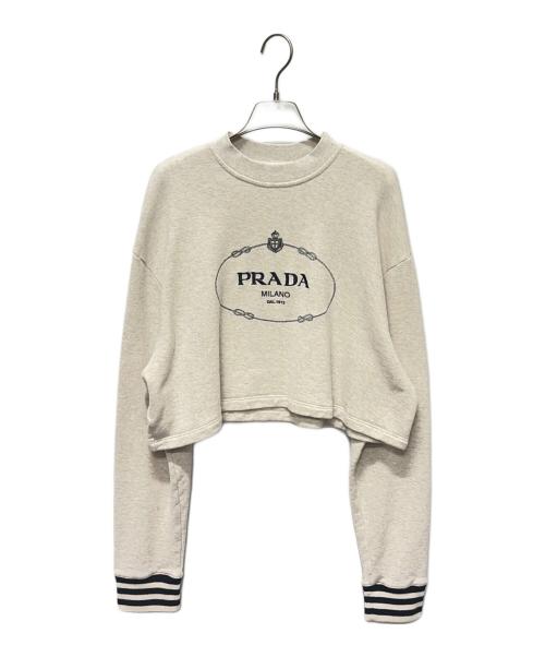 PRADA グレー クロップドスウェット Mサイズ 中古・古着通販】PRADA (プラダ) クロップドロゴスウェット アイボリー