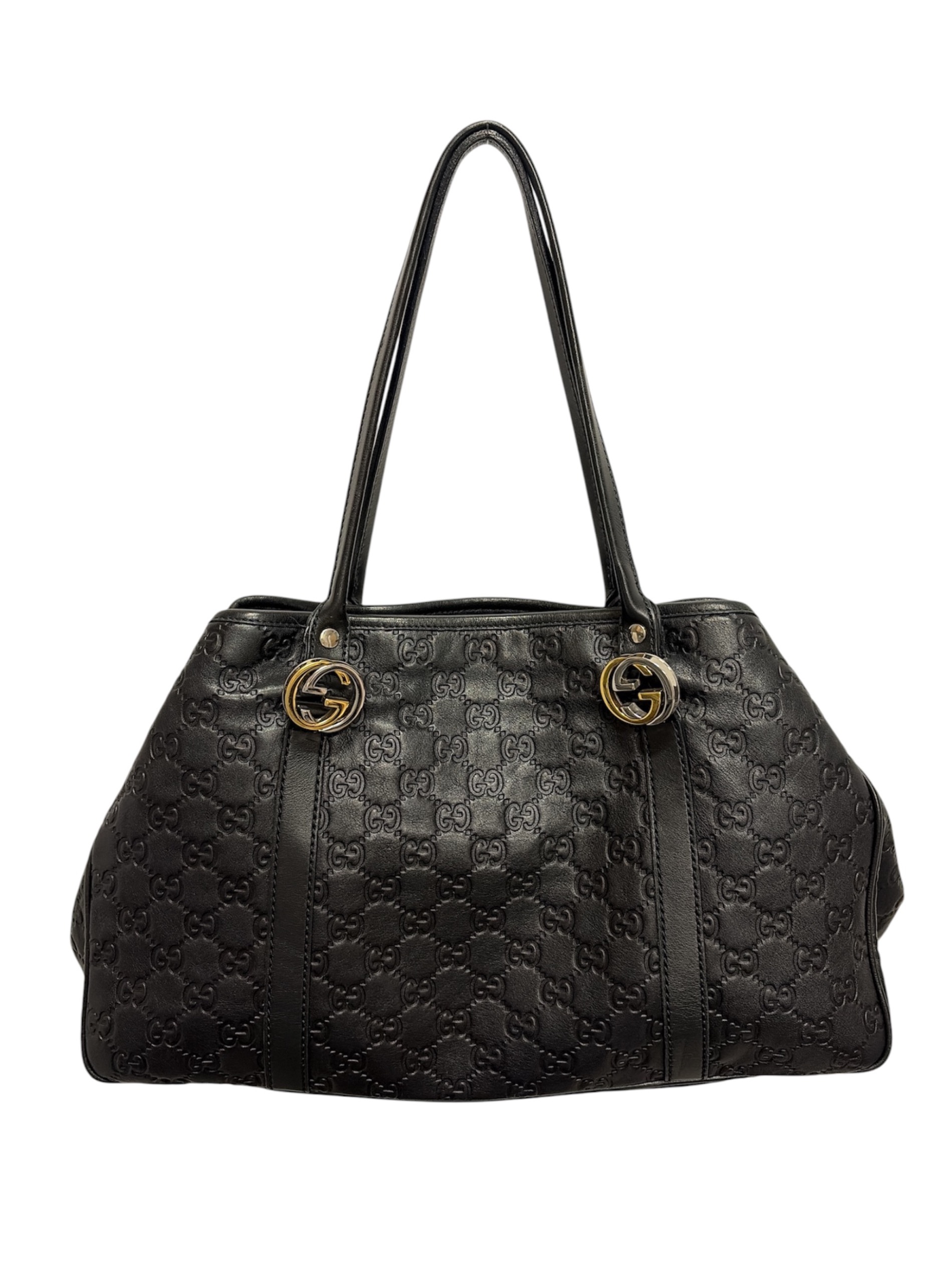 GUCCI グッチ シマ トートバッグ ブラック 中古・古着通販】GUCCI (グッチ) GGツインズトートバッグ グッチシマ