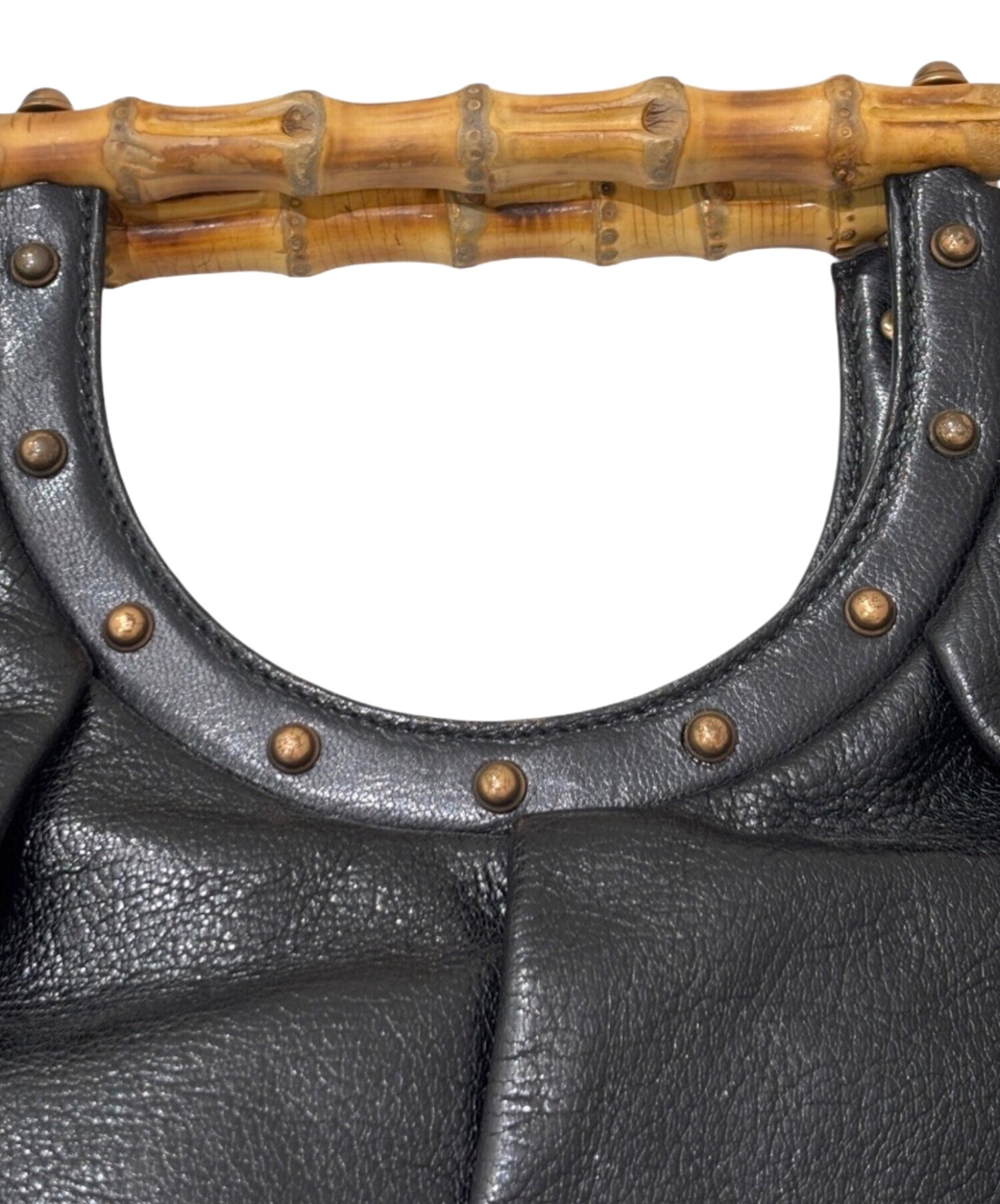 中古・古着通販】GUCCI (グッチ) バンブーハンドル レザーハンドバッグ