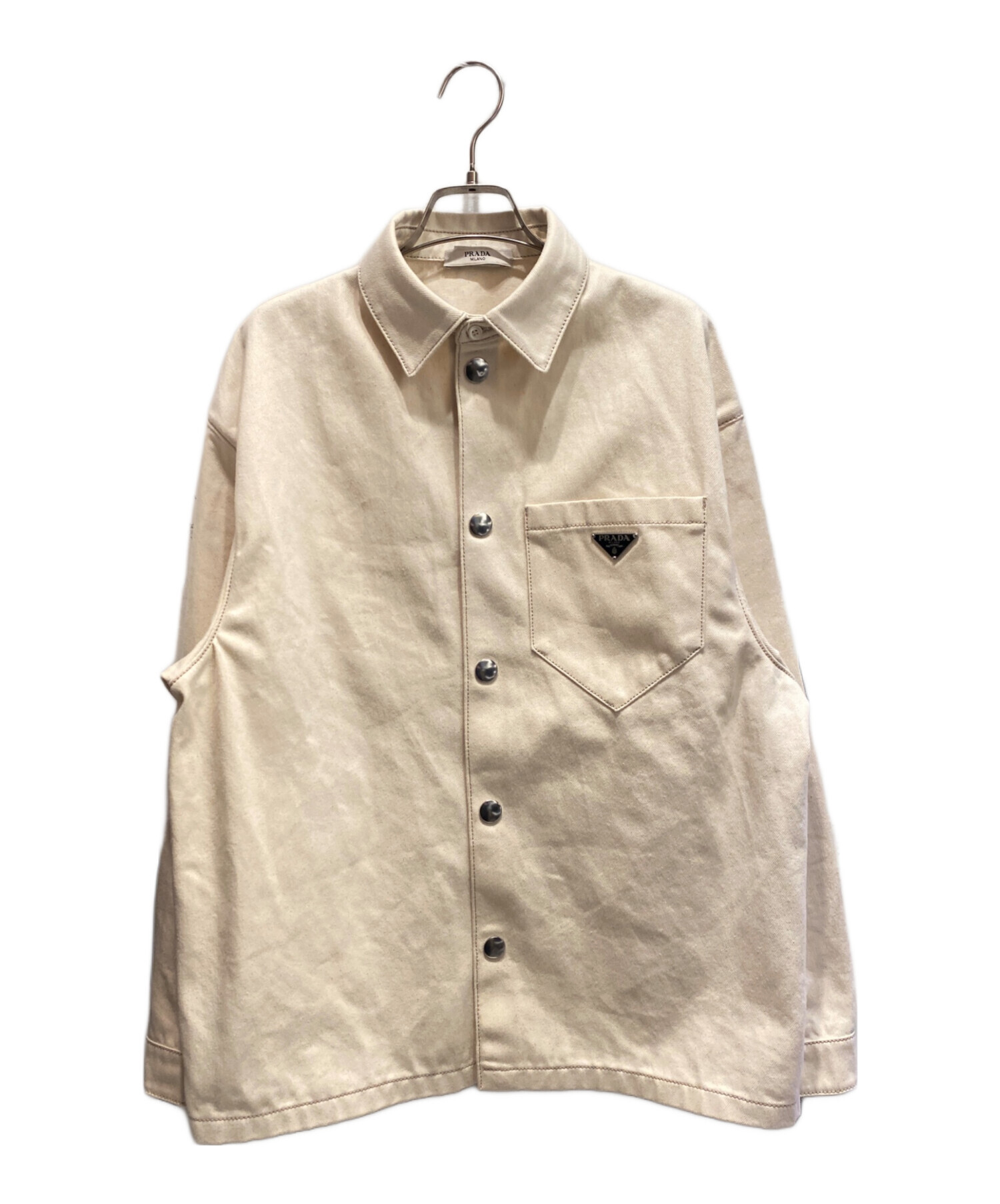 PRADA 新品未使用　デニムジャケット　プラダ　デニムシャツ　オーバーサイズ 中古・古着通販】PRADA (プラダ) オーバーサイズ三角プレートデニム
