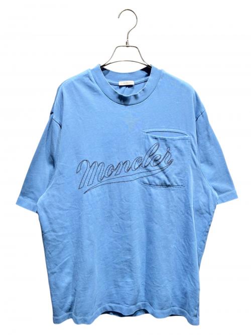 中古・古着通販】MONCLER (モンクレール) ロゴ刺繍Tシャツ ブルー