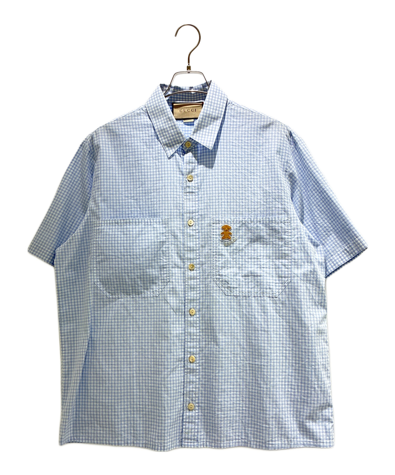 中古・古着通販】GUCCI (グッチ) ベアワッペンギンガムチェックシャツ