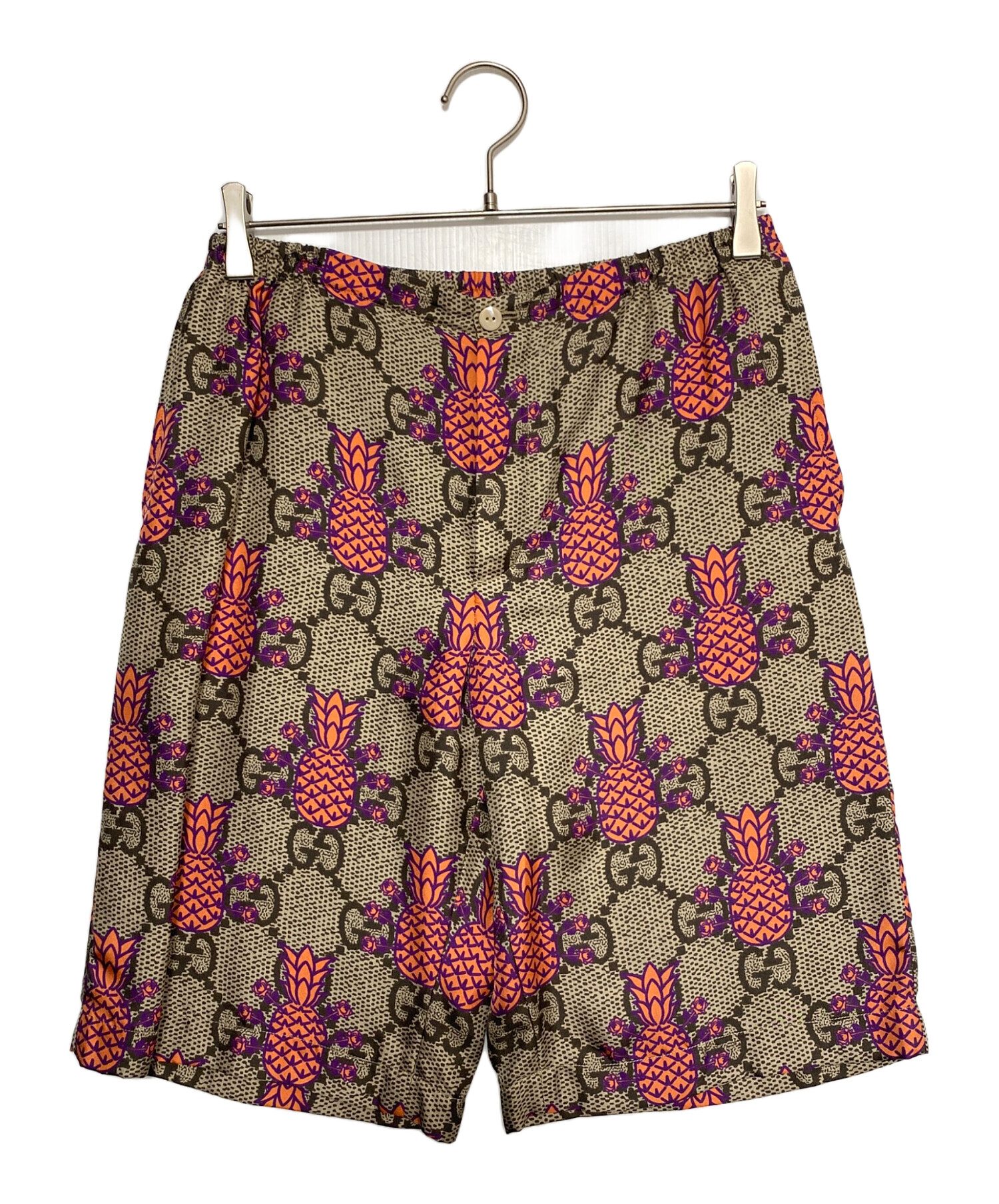 【新品】GUCCI サイケデリック シルクショーツ ハーフパンツ モノグラム 中古・古着通販】GUCCI (グッチ) パイナップルプリントGGシルク