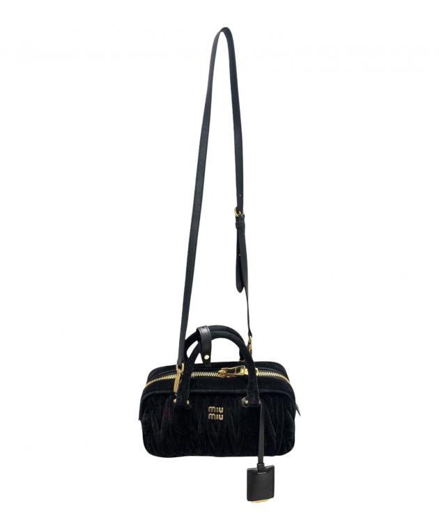 【希少・未使用品】　miumiu 2way ボストンバッグ 中古・古着通販】MIU MIU (ミュウミュウ) ミニボストンバッグ ブラック