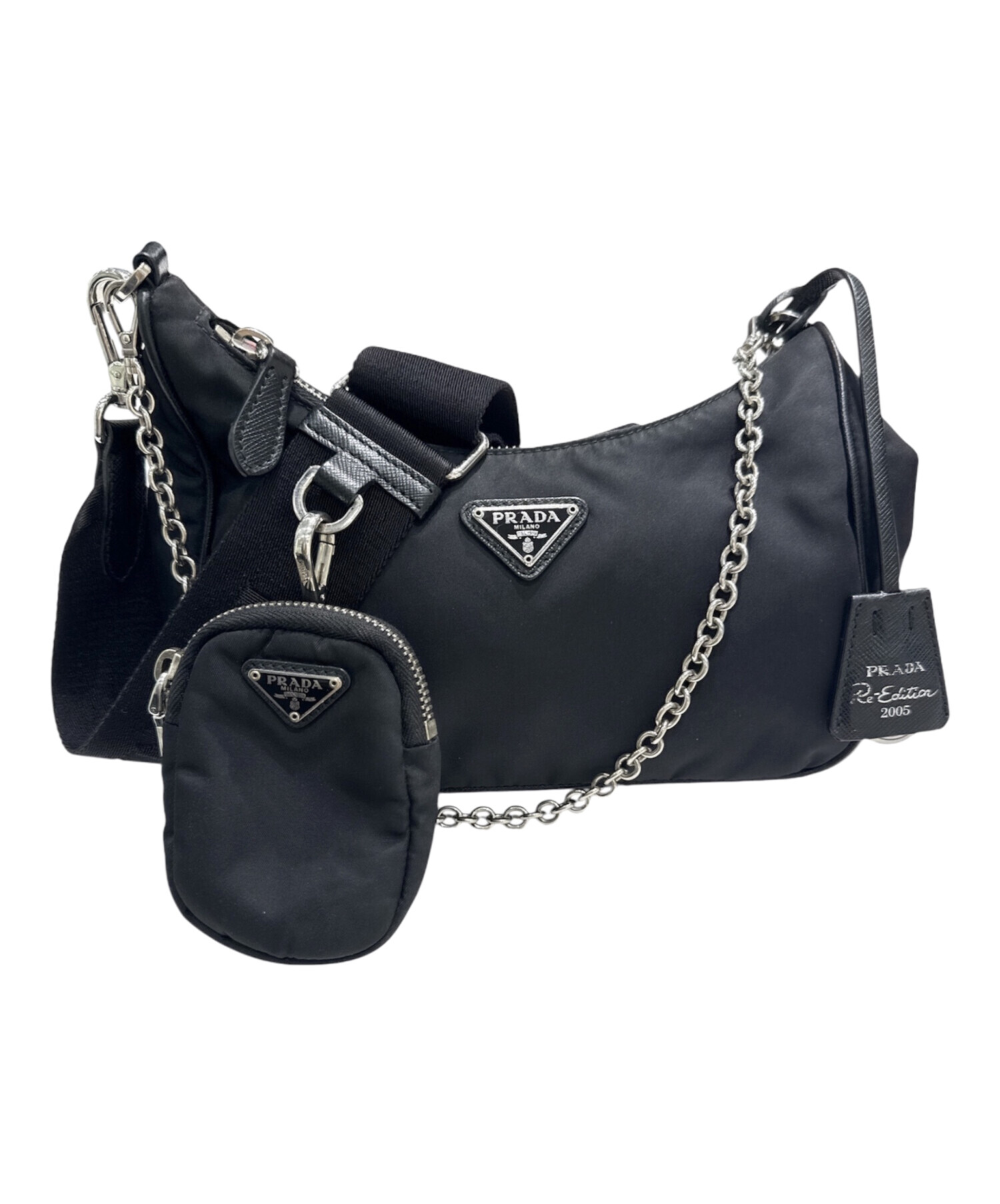 中古・古着通販】PRADA (プラダ) ナイロンショルダーバッグ ブラック