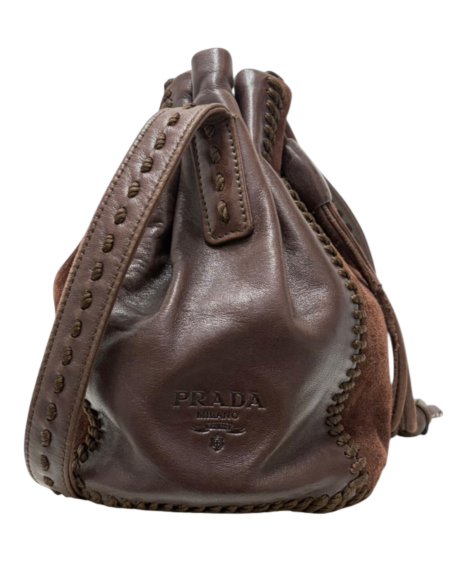中古・古着通販】PRADA (プラダ) 巾着ショルダーバッグ ブラウン