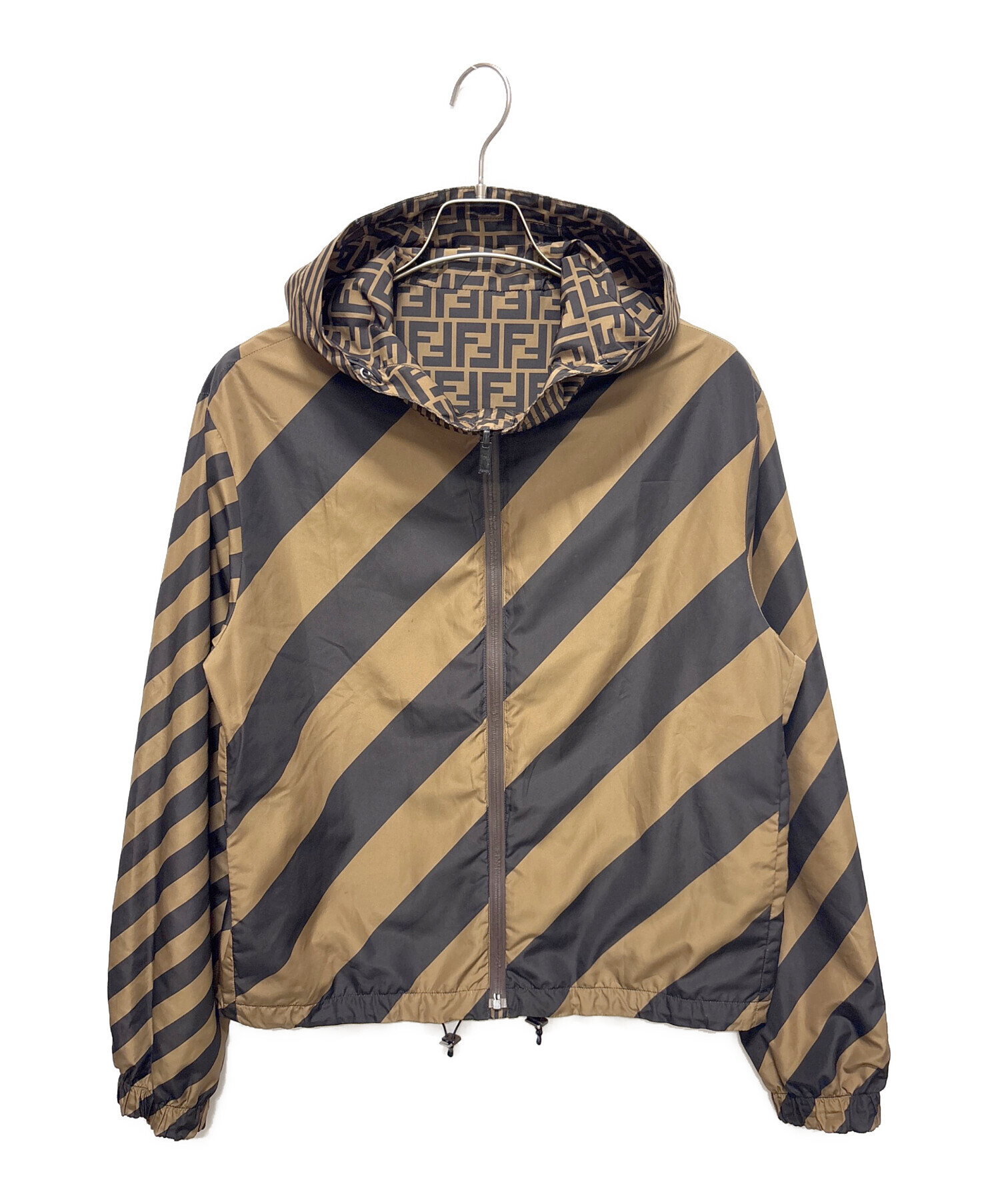 FENDI フェンディ レザー切り替えズッカ総柄 ナイロンコート フード 中古・古着通販】FENDI (フェンディ) ズッカ柄ナイロンパーカー