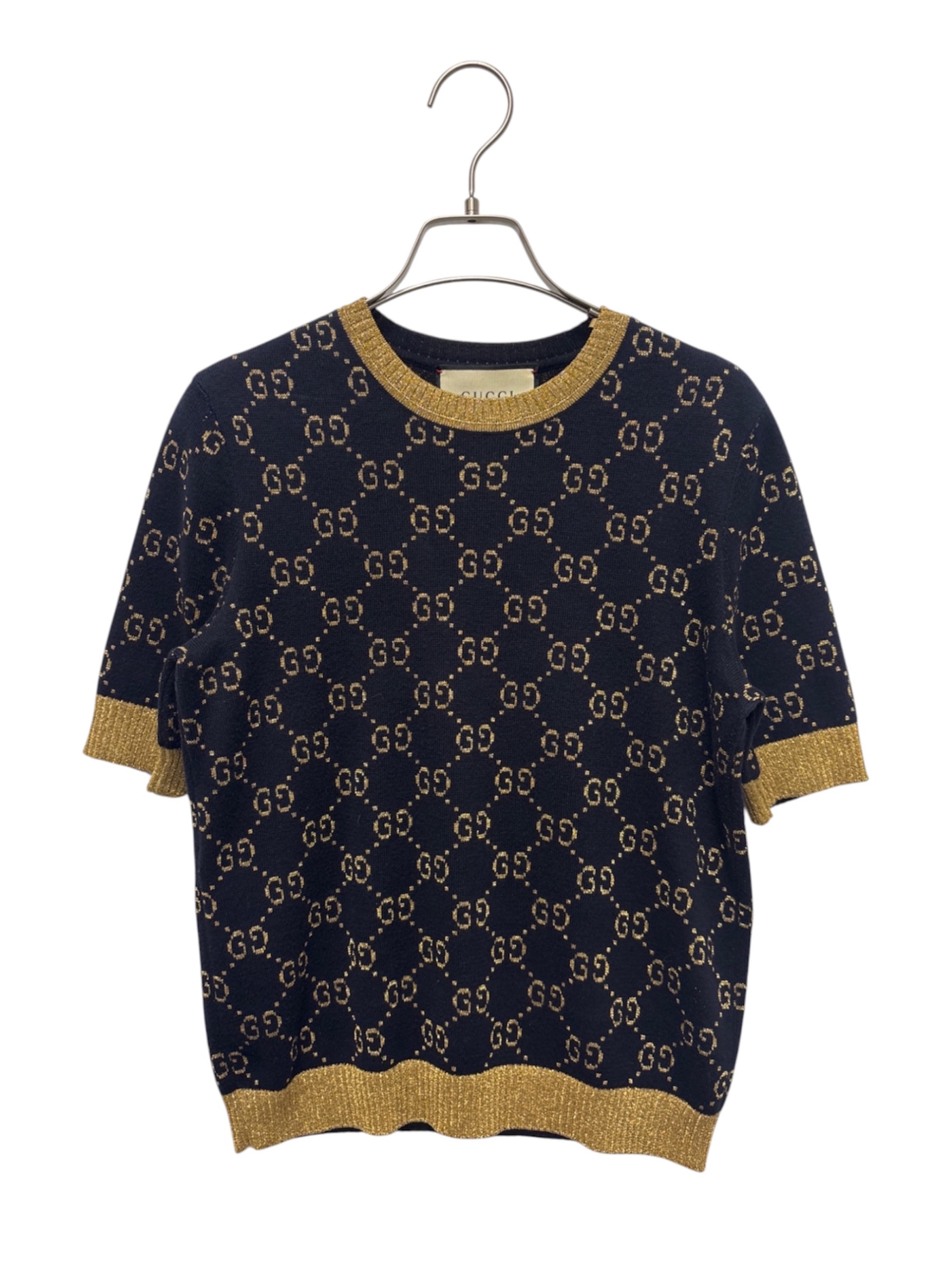 美品 GUCCI グッチ コットンラメ GGロゴ 半袖ニットワンピース L 中古・古着通販】GUCCI (グッチ) GGコットンラメ 半袖 ニット ブラック