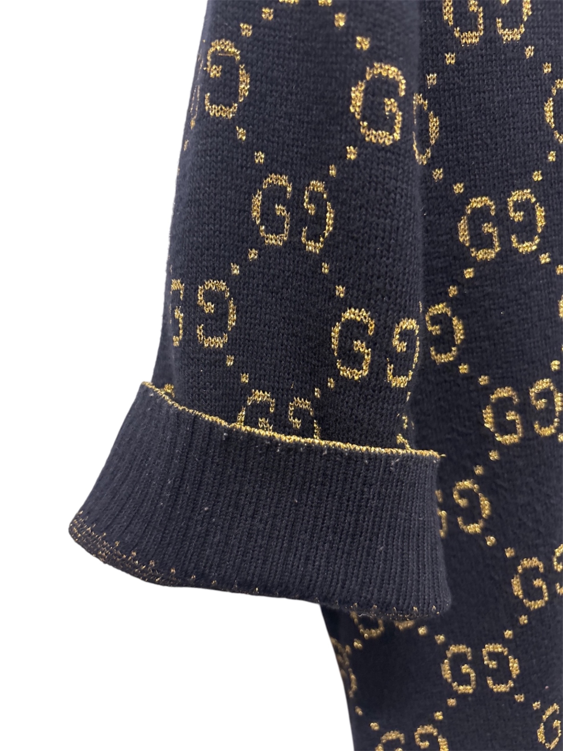 中古・古着通販】GUCCI (グッチ) GGコットンラメ 半袖 ニット ブラック