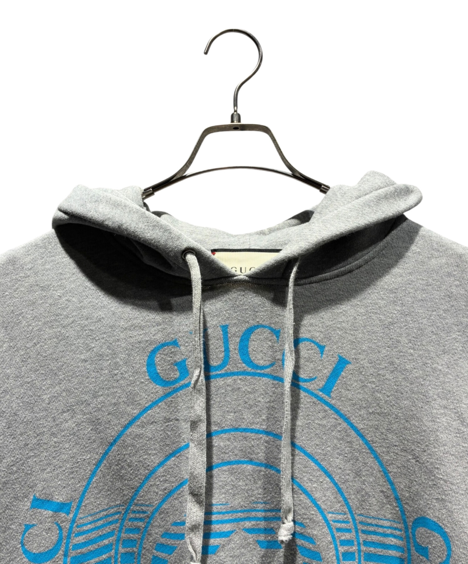 GUCCI ロゴプリント プルオーバーパーカー グレー 中古・古着通販】GUCCI (グッチ) インターロッキングGディスクプリント