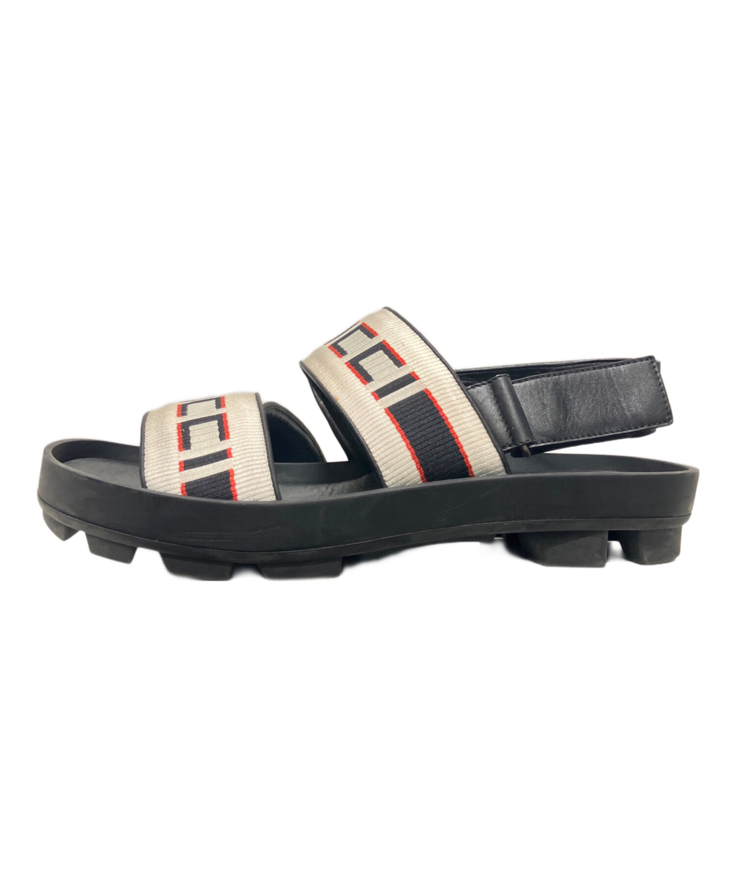 中古・古着通販】GUCCI (グッチ) ロゴバンドサンダル ブラック サイズ
