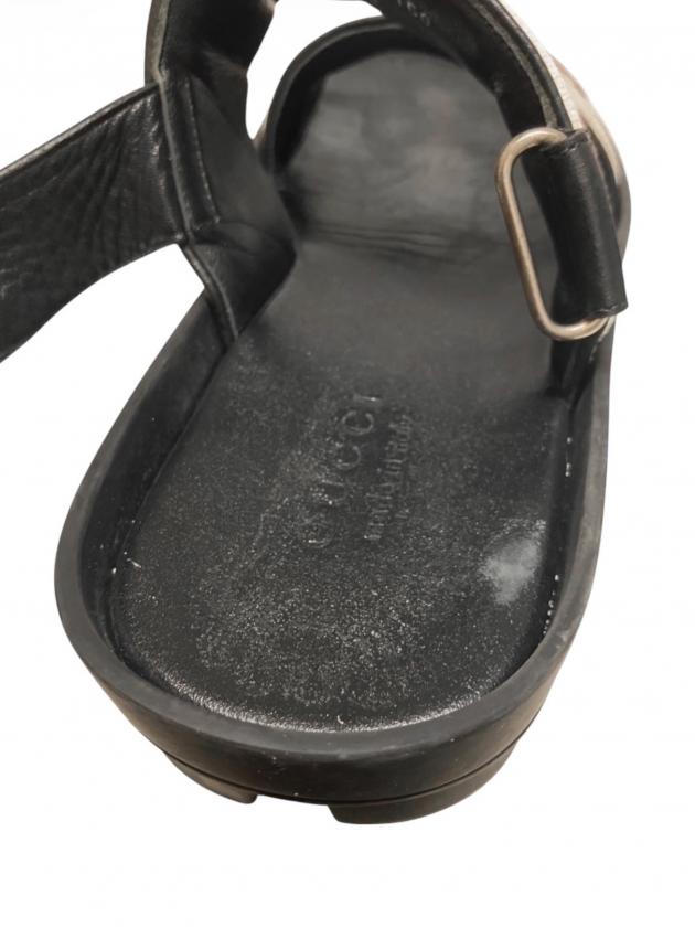 ✨グッチ　トングサンダル　レザー　ブラック　ストラップベルト　刻印　41 中古・古着通販】GUCCI (グッチ) ロゴバンドサンダル ブラック サイズ