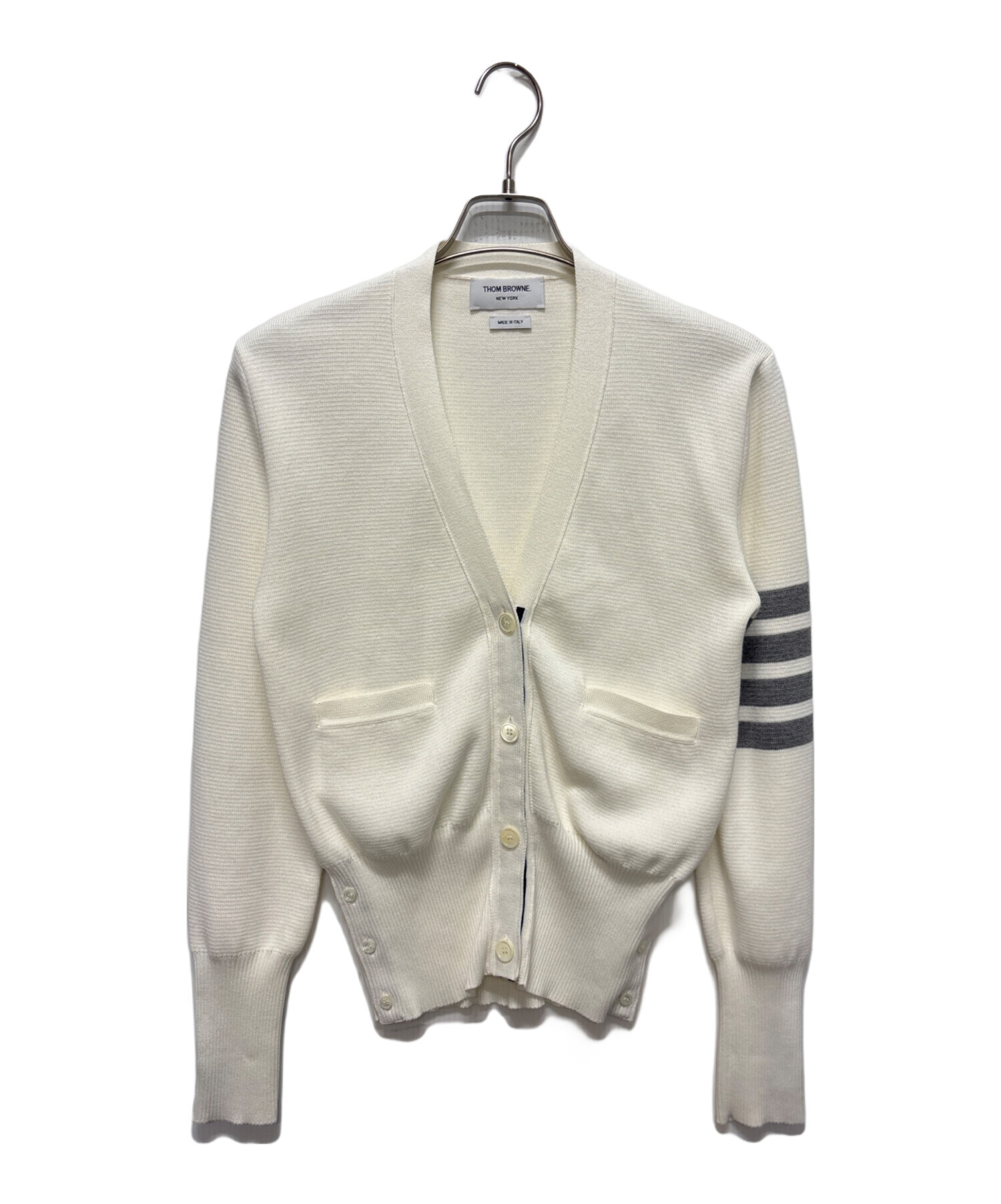 THOM BROWNEカーディガントムブラウンホワイトサイズ2 ゴールデンサイズ 中古・古着通販】Thom Browne (トムブラウン) コットンカーディガン