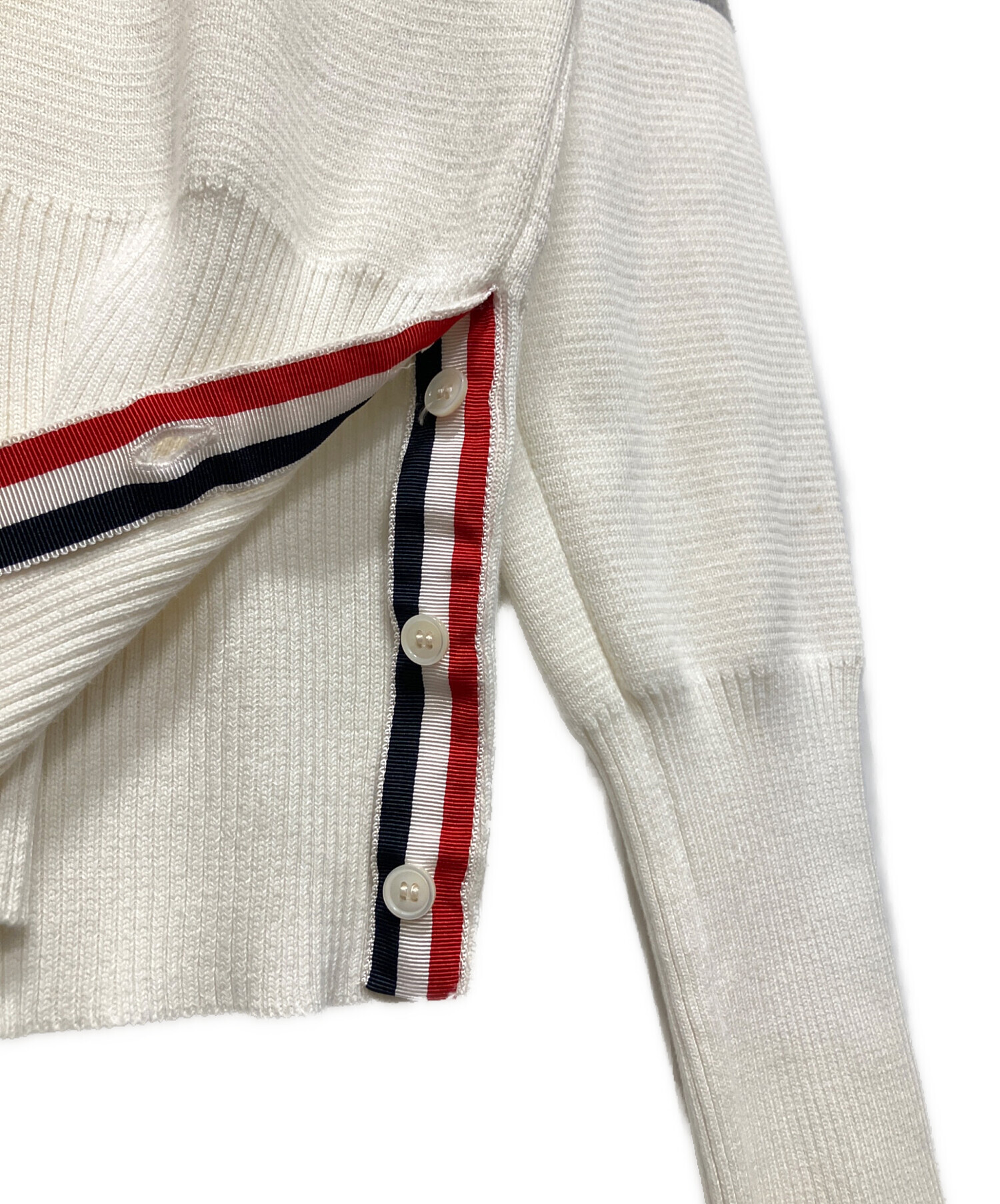 THOM BROWNE トムブラウン 4bar 半袖ニット 中古・古着通販】Thom Browne (トムブラウン) 4Barニット ホワイト
