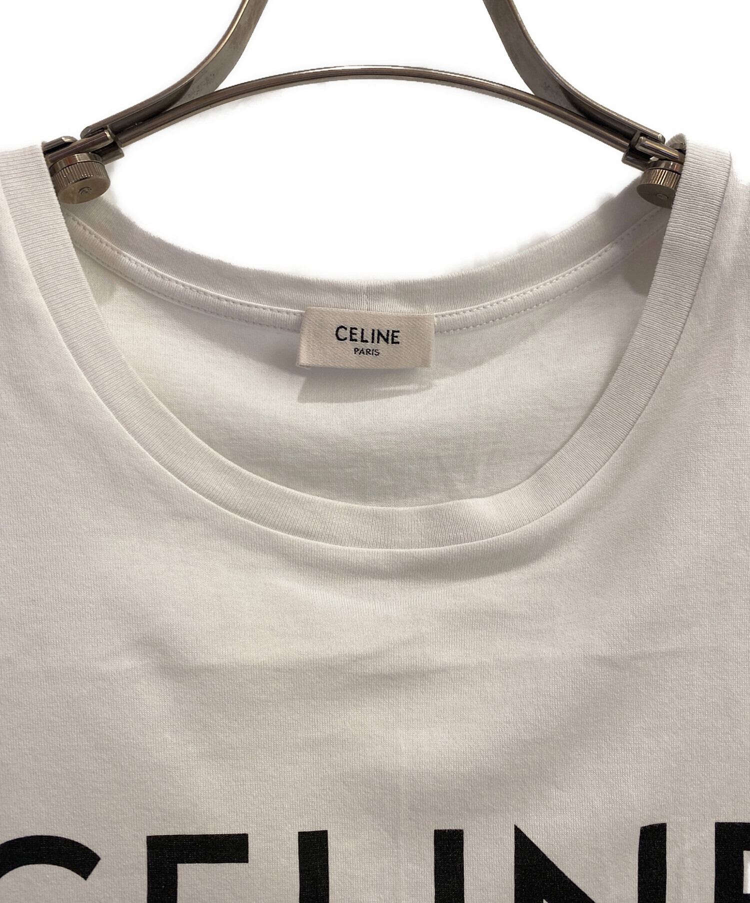 中古・古着通販】CELINE (セリーヌ) ロゴプリント半袖Tシャツ ホワイト