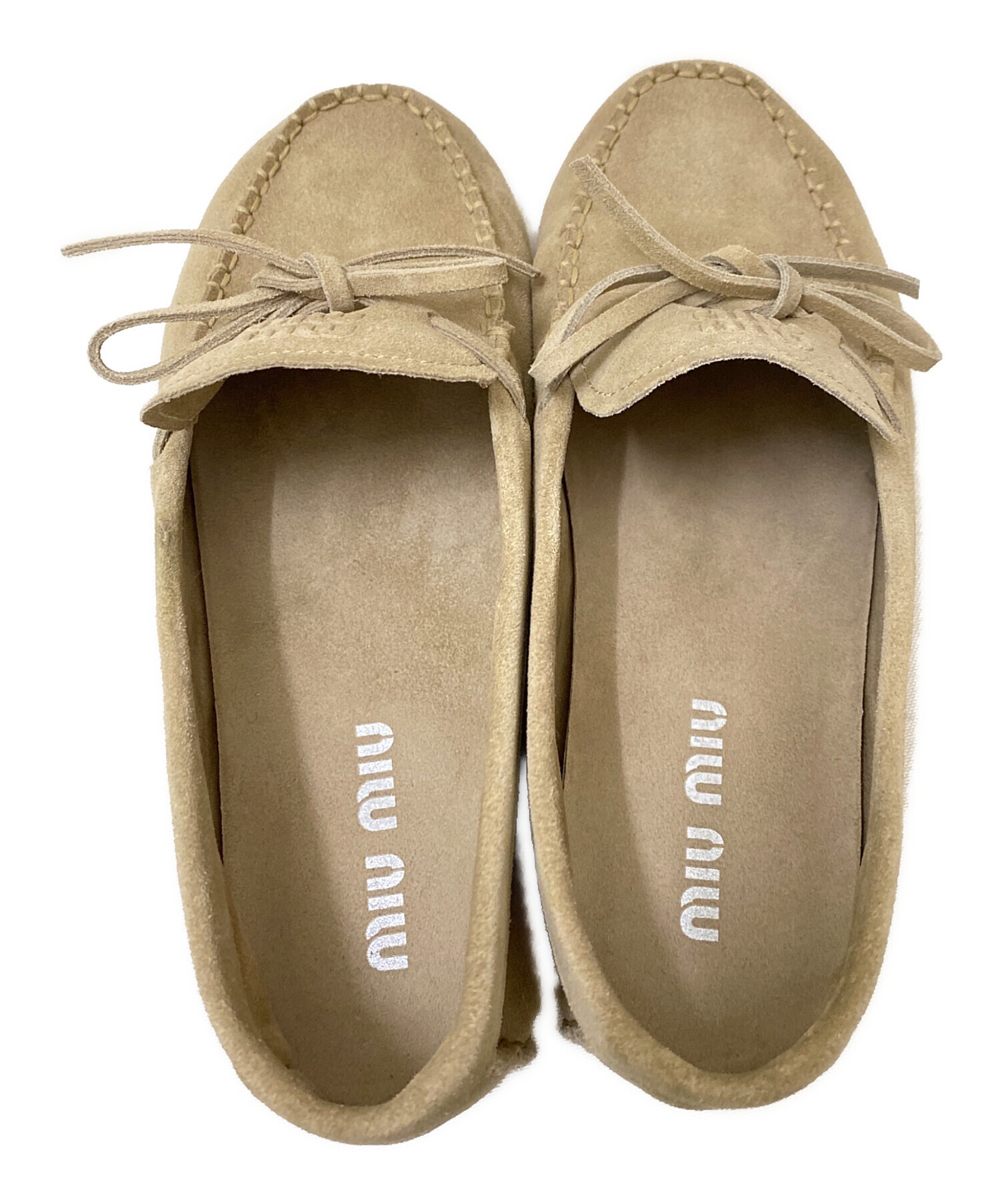中古・古着通販】MIU MIU (ミュウミュウ) スエードローファー ベージュ