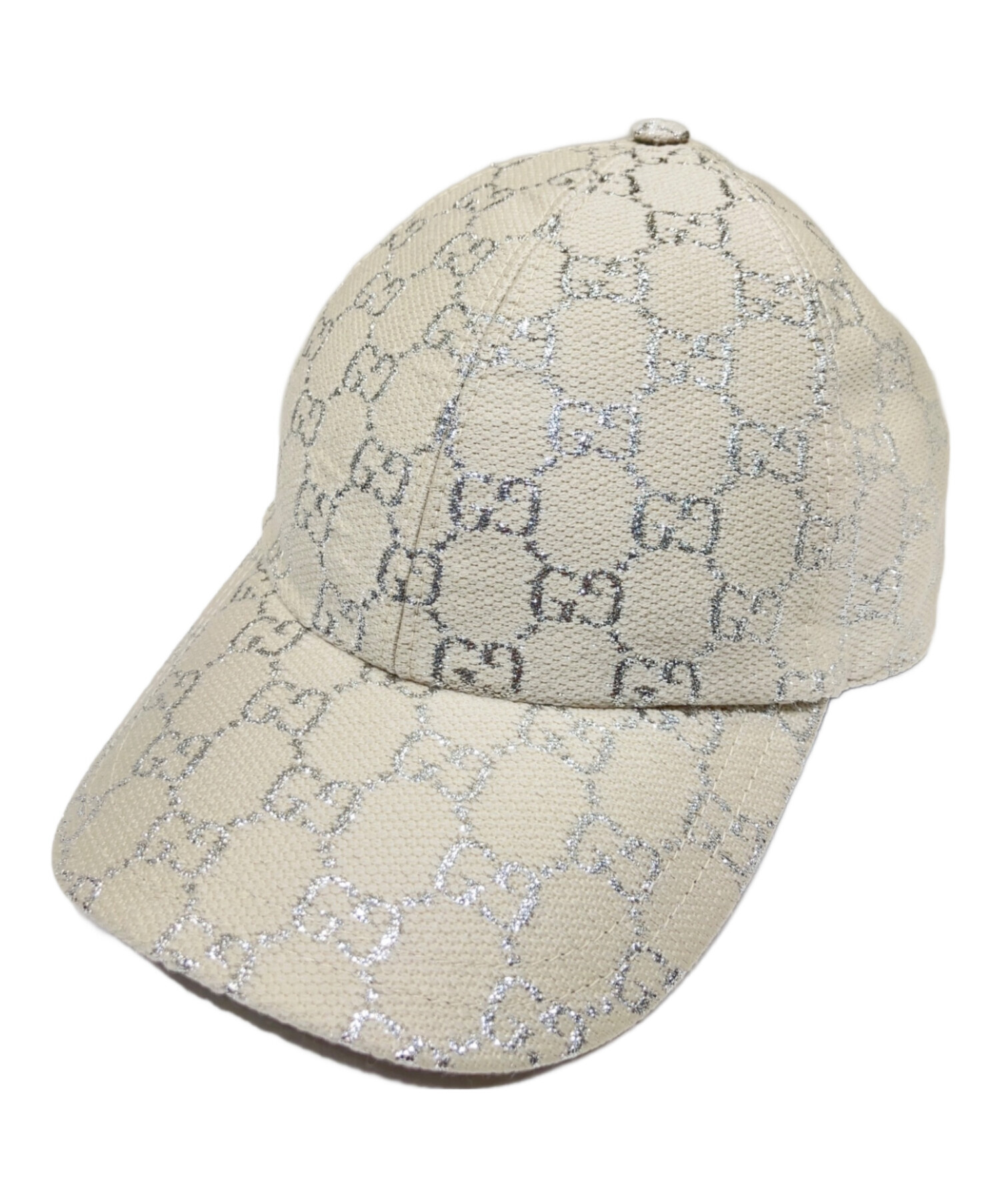 GUCCI ホワイト ラメキャップ 中古・古着通販】GUCCI (グッチ) ラメ ベースボールキャップ ホワイト