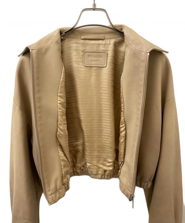プラダ ジャケット ４０ ベージュ 中古・古着通販】PRADA (プラダ) ソフトラムレザークロップト