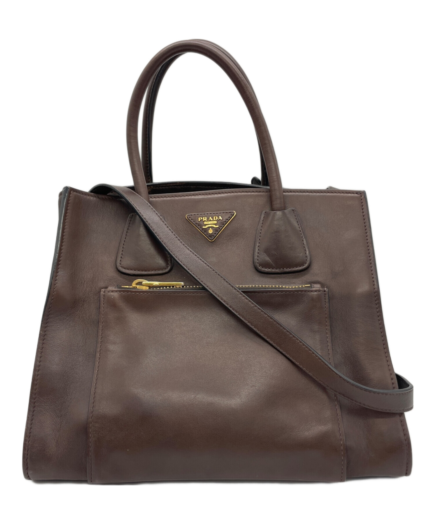 PRADA 2WAYバッグ レザー ブラウン 中古・古着通販】PRADA (プラダ) 2WAYバッグ ブラウン｜ブランド・古着