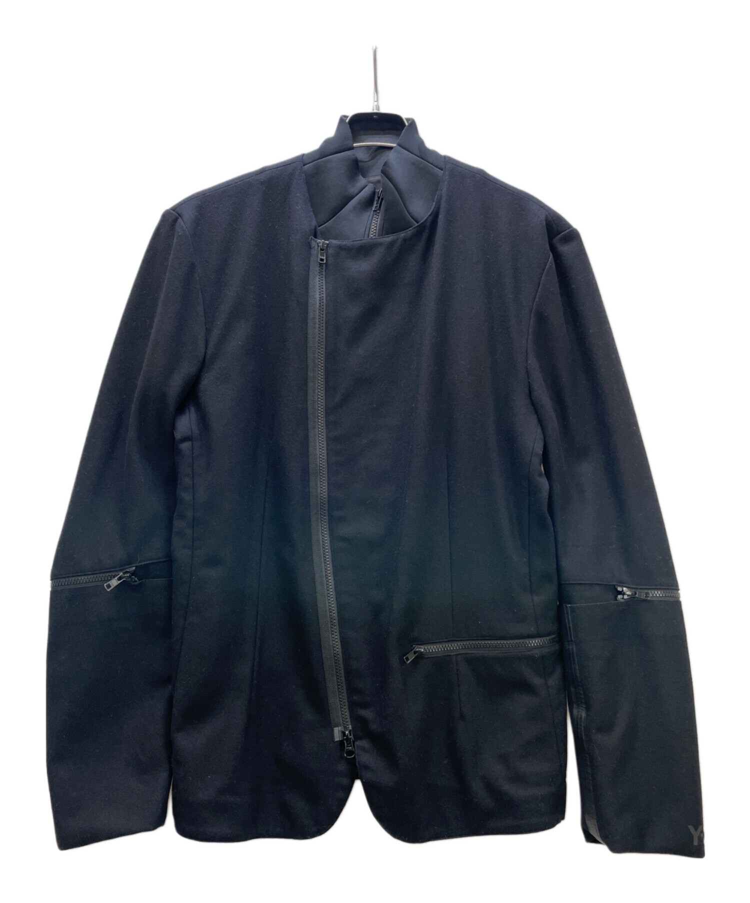 美品 Y-3 ワイスリー トラックジャケット ネイビー ダブルジップ L相当 中古・古着通販】Y-3 (ワイスリー) ダブルジップジャケット ブラック