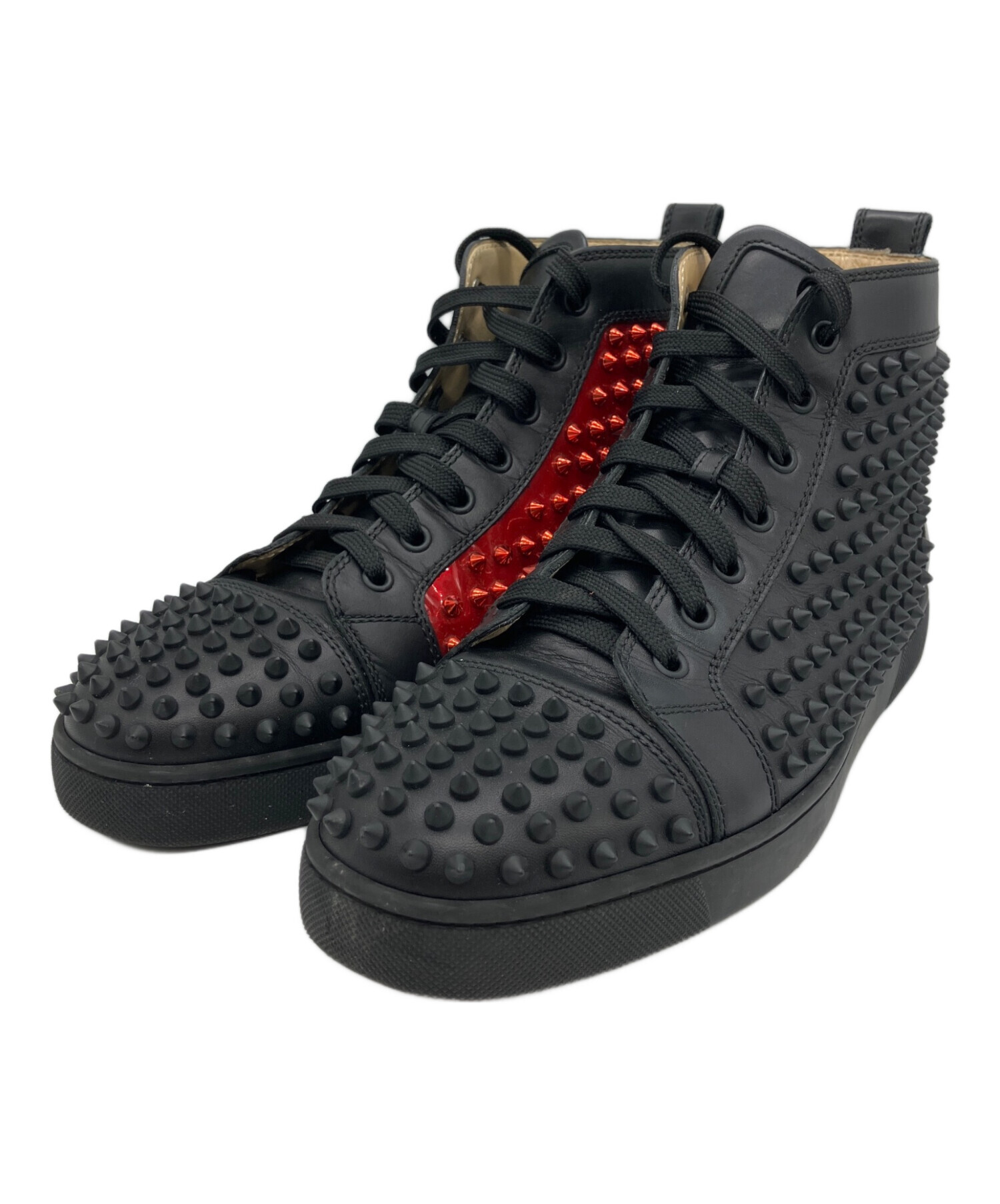 【美品】クリスチャン ルブタン ハイカットスニーカー 黒 パイソン型押し 中古・古着通販】Christian Louboutin (クリスチャン・ルブタン