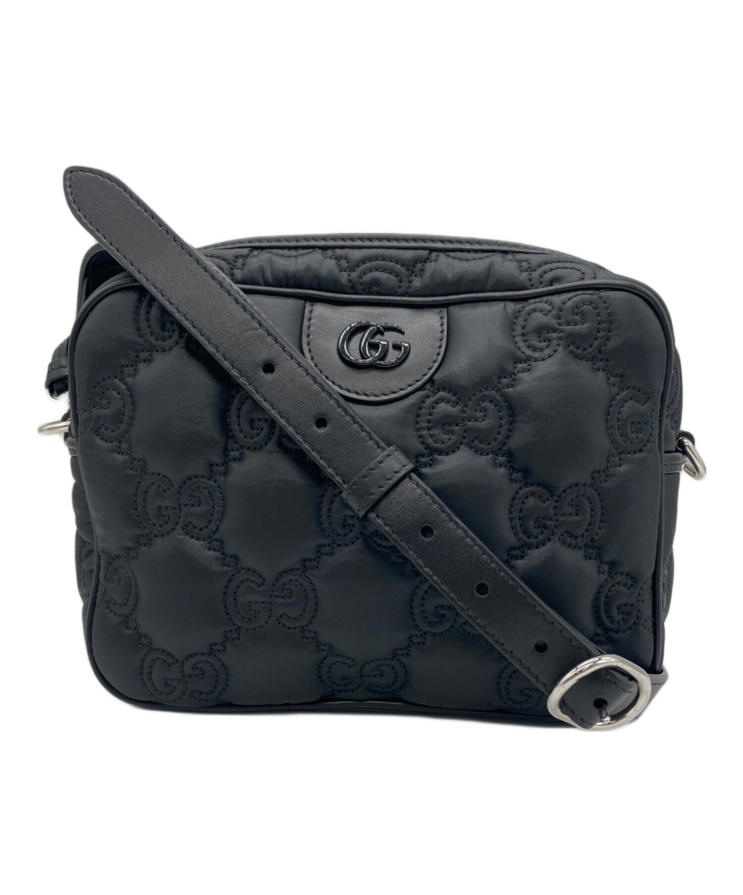 ◇ GUCCIグッチ ショルダーバッグ ナイロン×レザー ブラック ◇ 中古・古着通販】GUCCI (グッチ) ナイロンショルダーバッグ ブラック