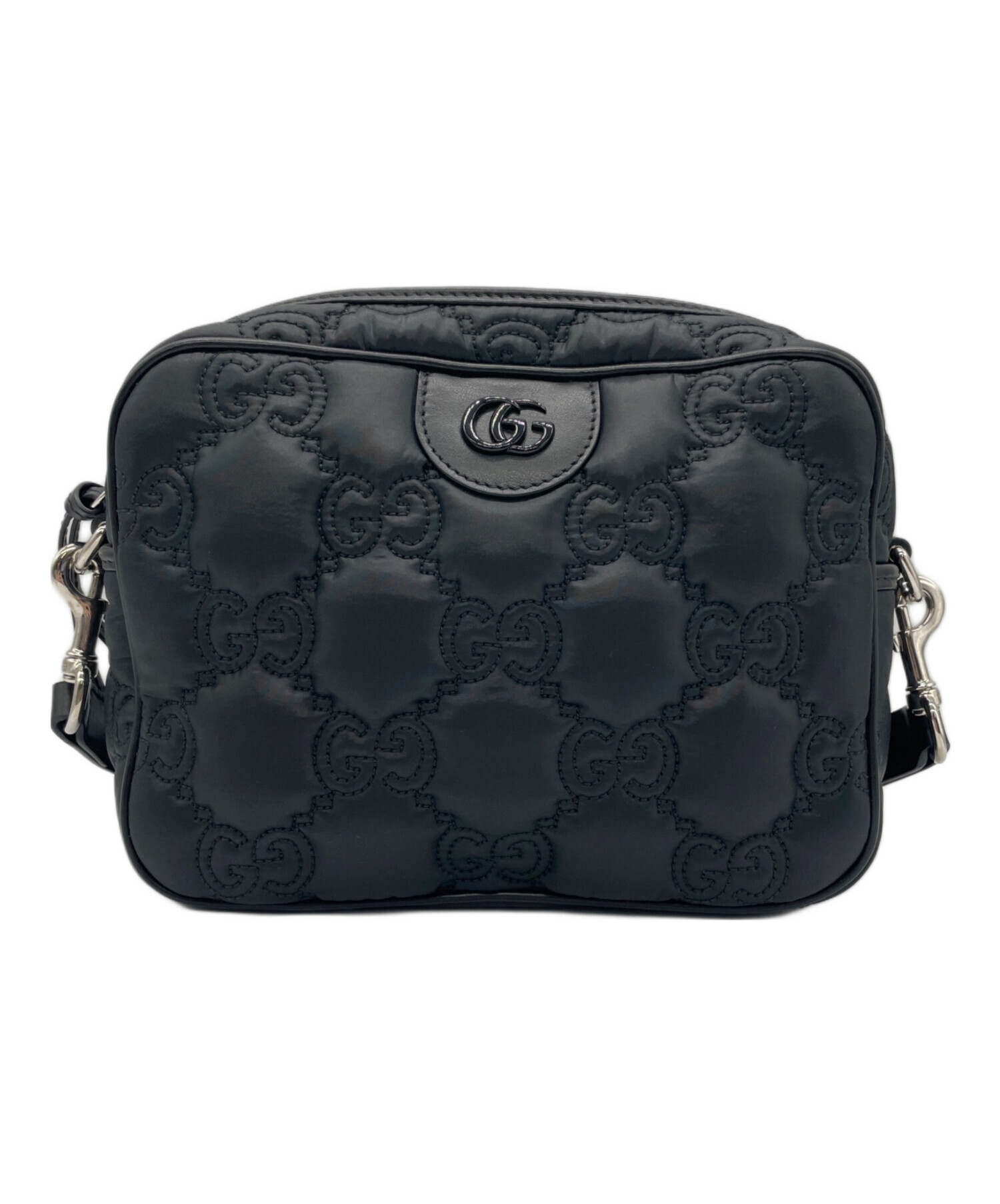 GUCCI グッチ GG柄　ナイロン　ビッグショルダーバッグ　ブラック 中古・古着通販】GUCCI (グッチ) ナイロンショルダーバッグ ブラック