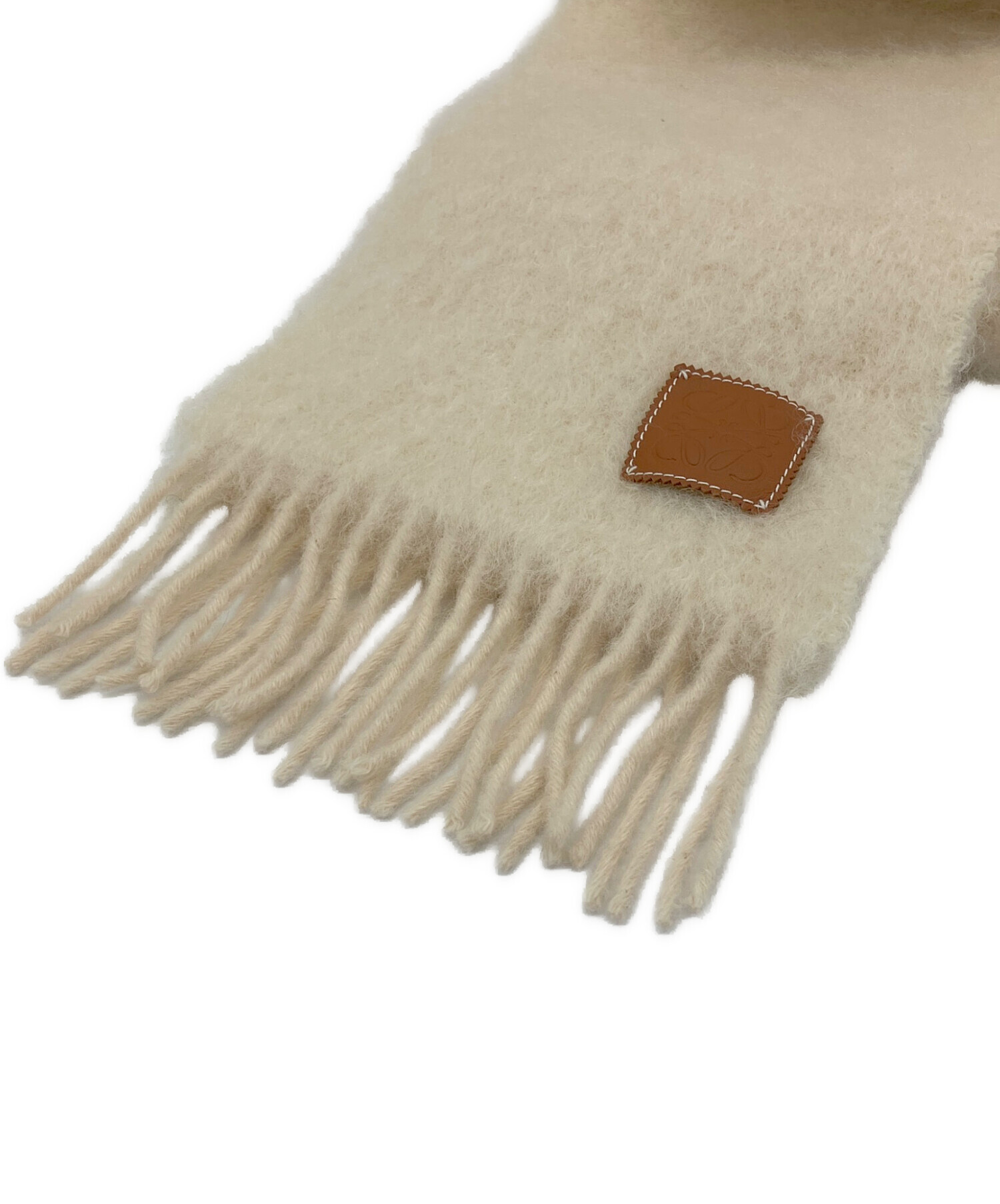 中古・古着通販】LOEWE (ロエベ) モヘア混マフラー アナグラム レザー