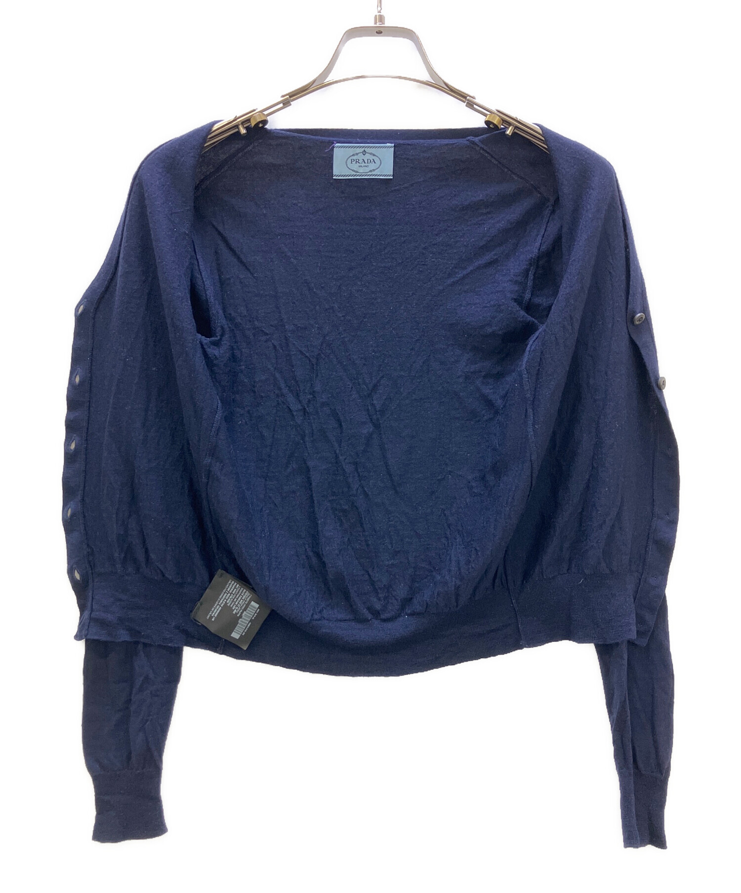 中古・古着通販】PRADA (プラダ) 薄手カーディガン ネイビー サイズ:36