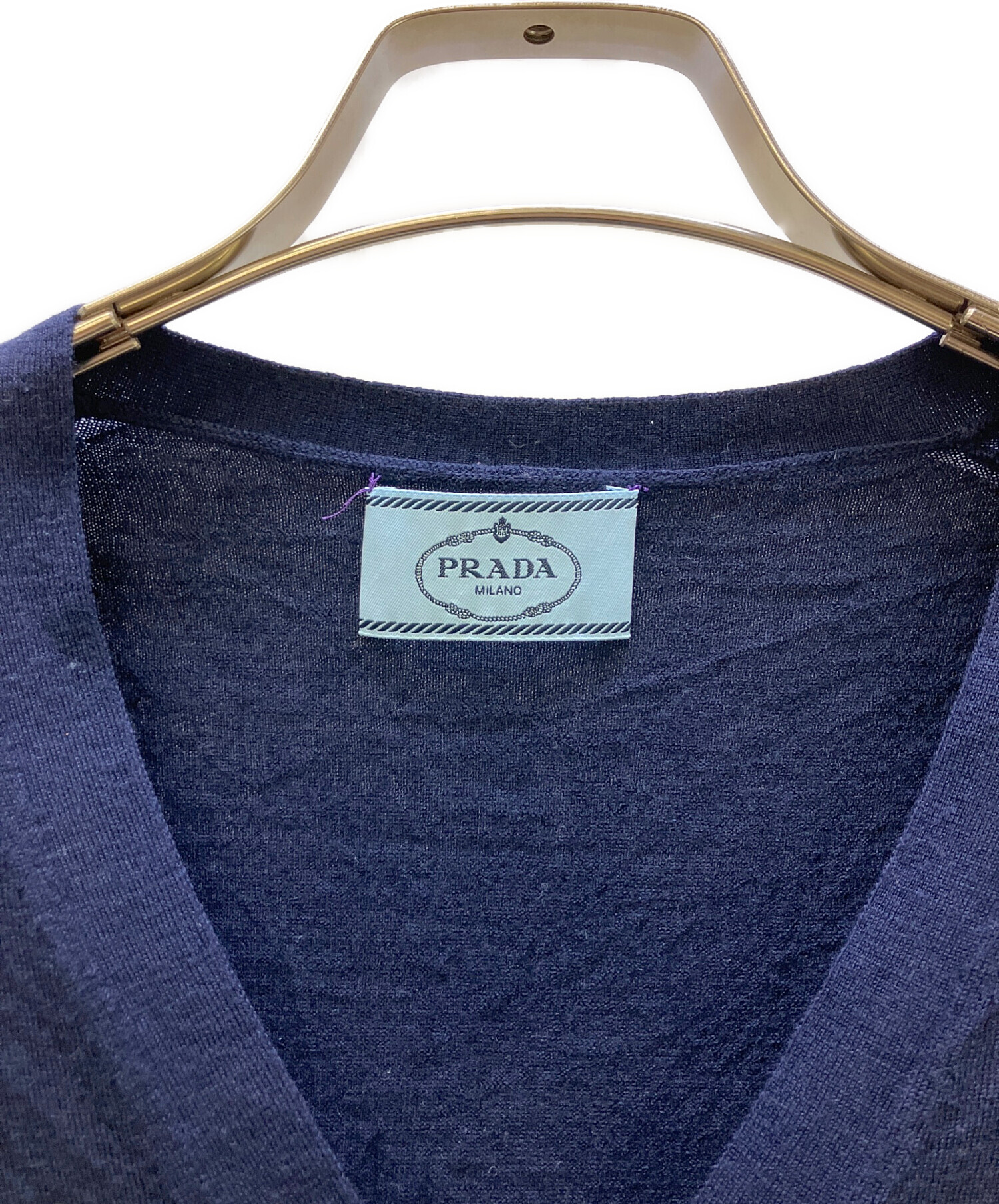 中古・古着通販】PRADA (プラダ) 薄手カーディガン ネイビー サイズ:36