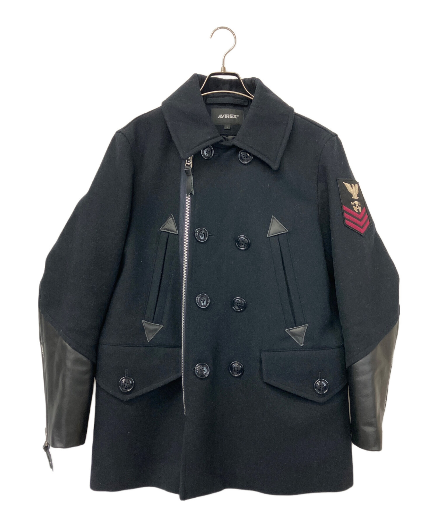 中古・古着通販】AVIREX (アヴィレックス) レザー切替ピーコート