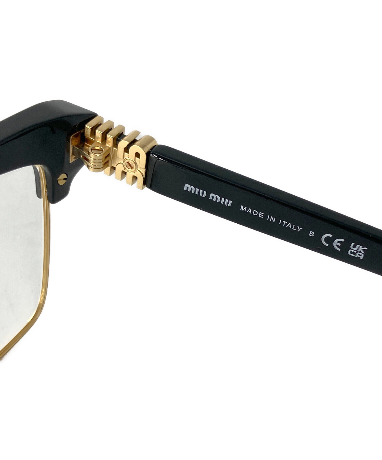 中古・古着通販】MIU MIU (ミュウミュウ) 伊達眼鏡 ブラック×ゴールド 