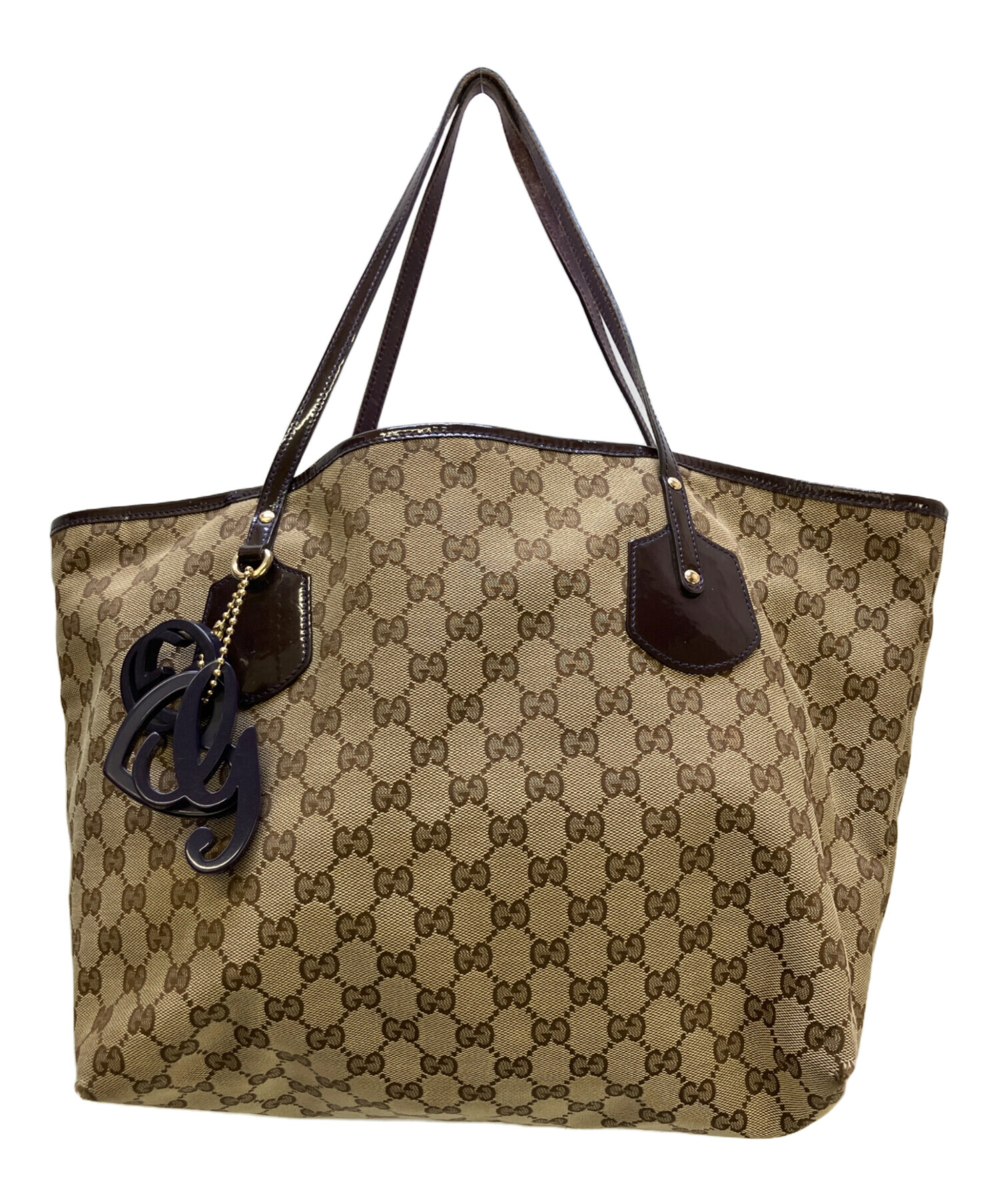 GUCCI トートバッグ ベージュ ブラウン 中古・古着通販】GUCCI (グッチ) トートバッグ GG ベージュ｜ブランド