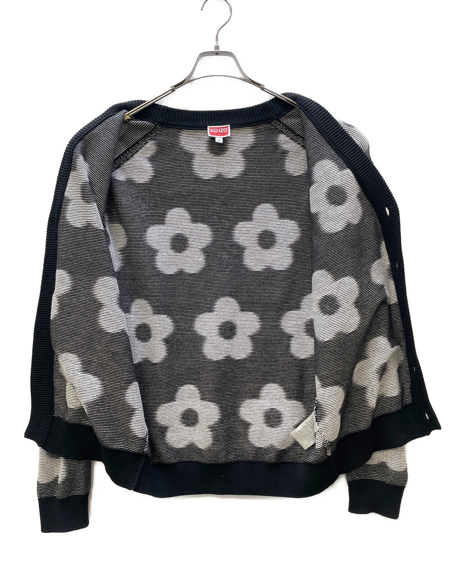【90年代デッドストック未使用品】KENZOケンゾー花柄カーディガン黒カットソー KENZO FLOWER SPOT CARDIGAN | KENZO