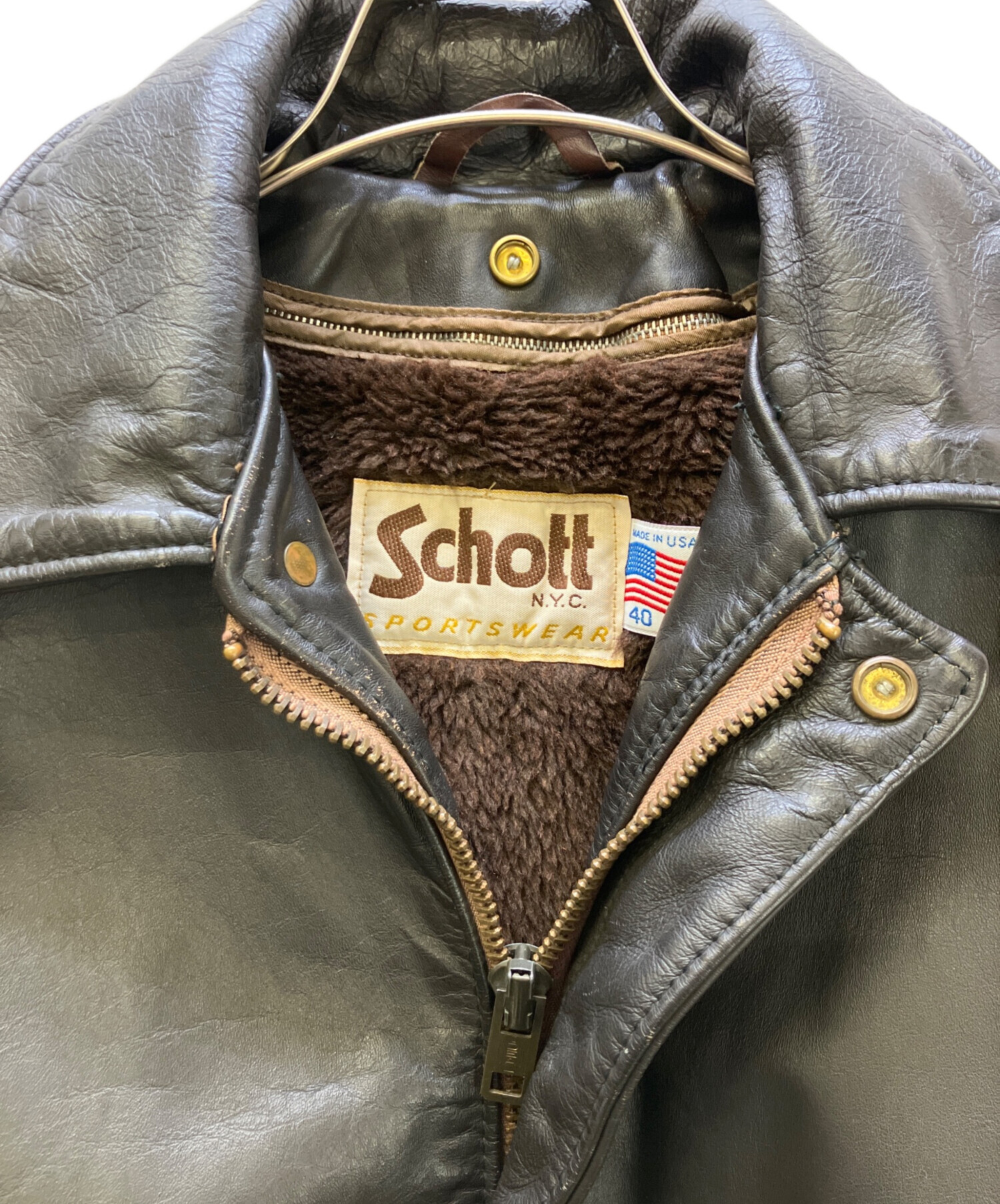 中古・古着通販】Schott (ショット) A-2ジャケット ブラック サイズ:40 