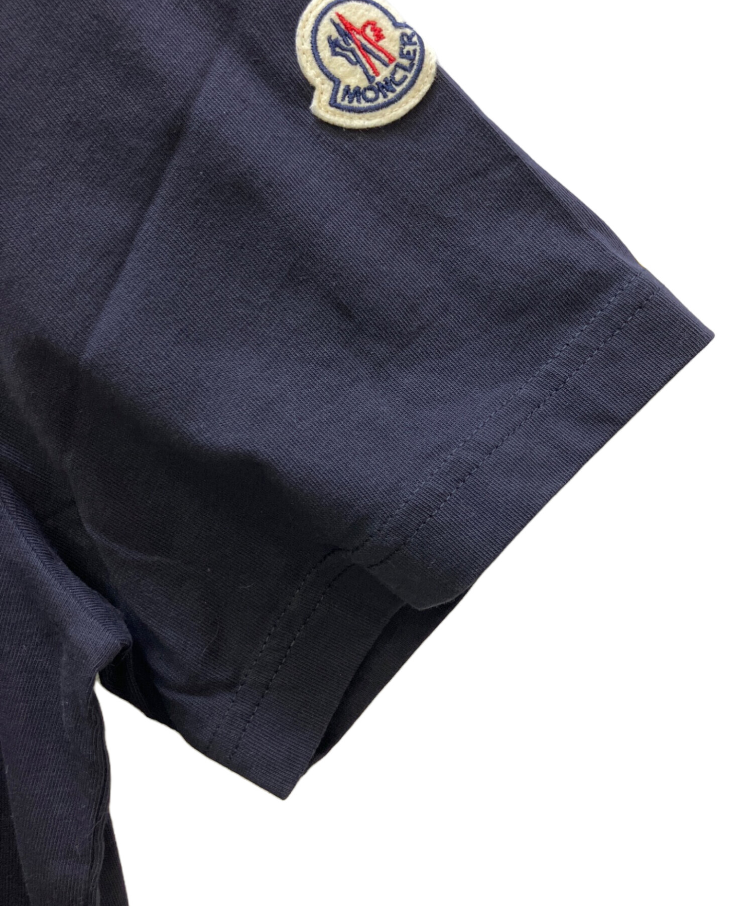 24ss Moncler モンクレール スキッパーカラー ポロシャツ ドロップショルダー カットソー 半袖 ロゴ ワッペン S ネイビー レディース 古着 中古 USED MONCLER（モンクレール） 24ss Moncler スキッパーカラー ポロシャツ