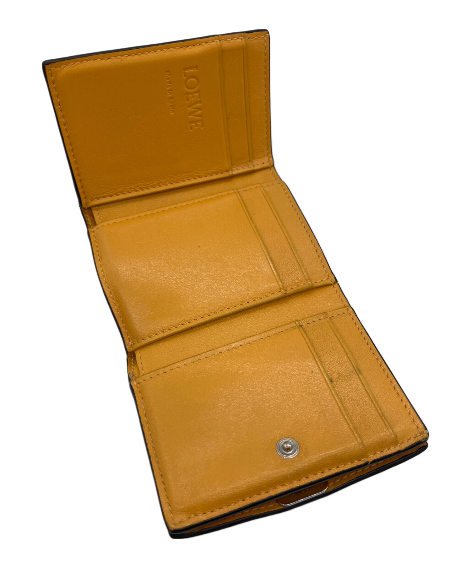 LOEWE　 ロエベ　 アナグラム　 バイフォールド　 レザー　 イエロー 中古・古着通販】LOEWE (ロエベ) 3つ折り財布 アナグラム トライ