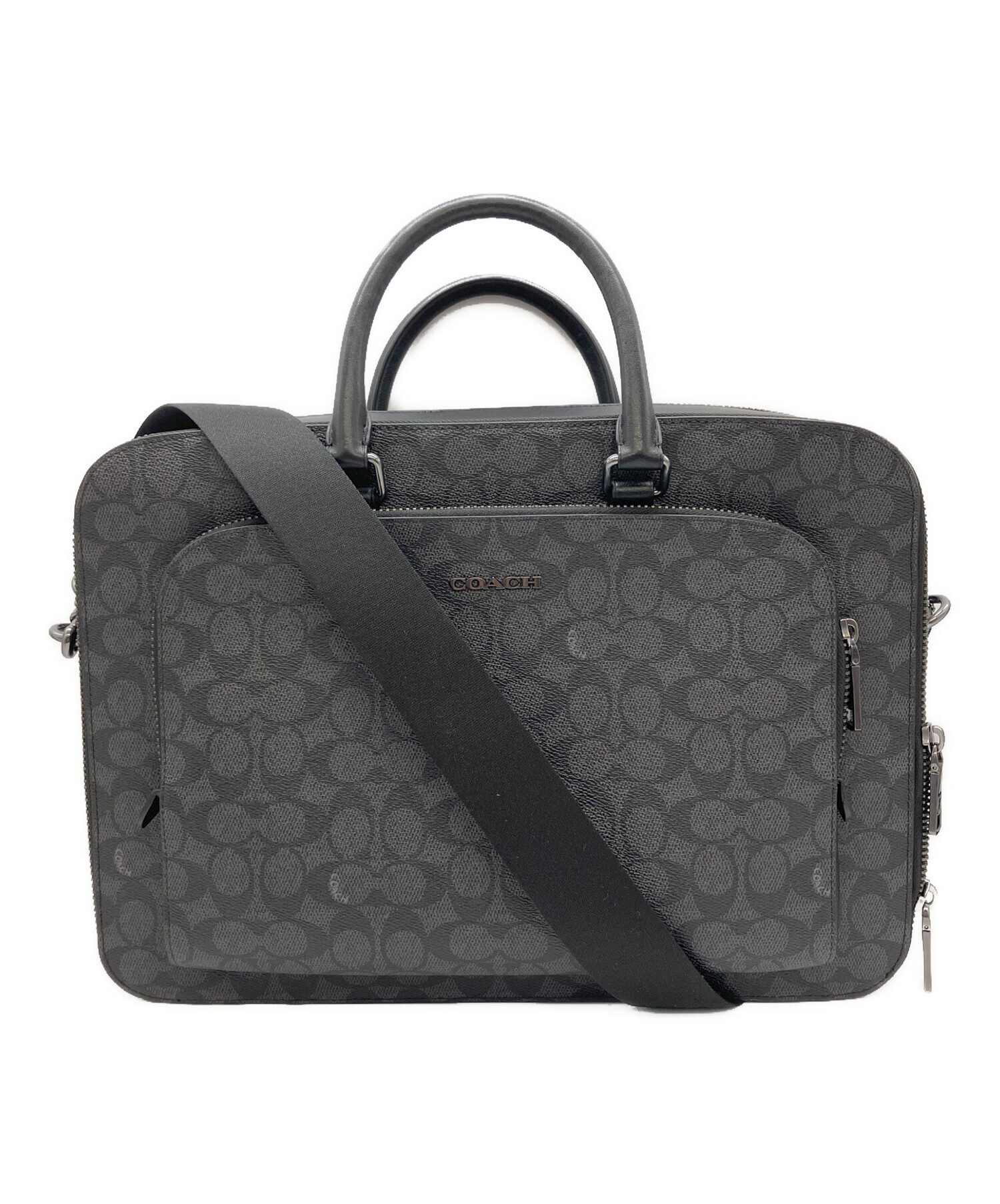 コーチ シグネチャー 2way ビジネスバッグ ブリーフケース A4 PC　中古 中古・古着通販】COACH (コーチ) ブリーフケース シグネチャー