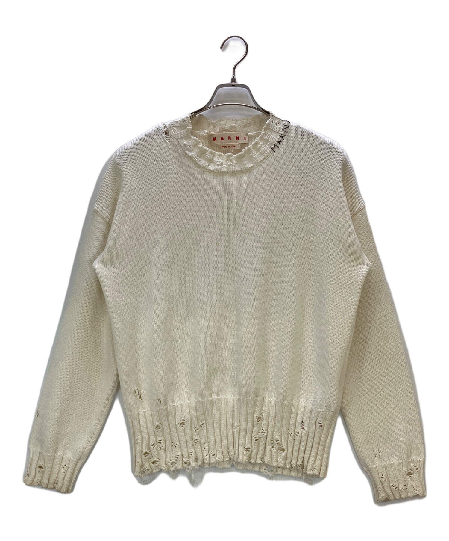 中古・古着通販】MARNI (マルニ) コットンダメージクルーネックニット 