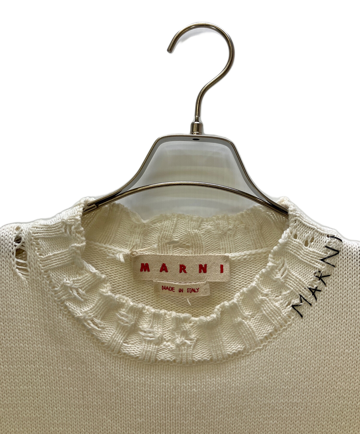 中古・古着通販】MARNI (マルニ) コットンダメージクルーネックニット