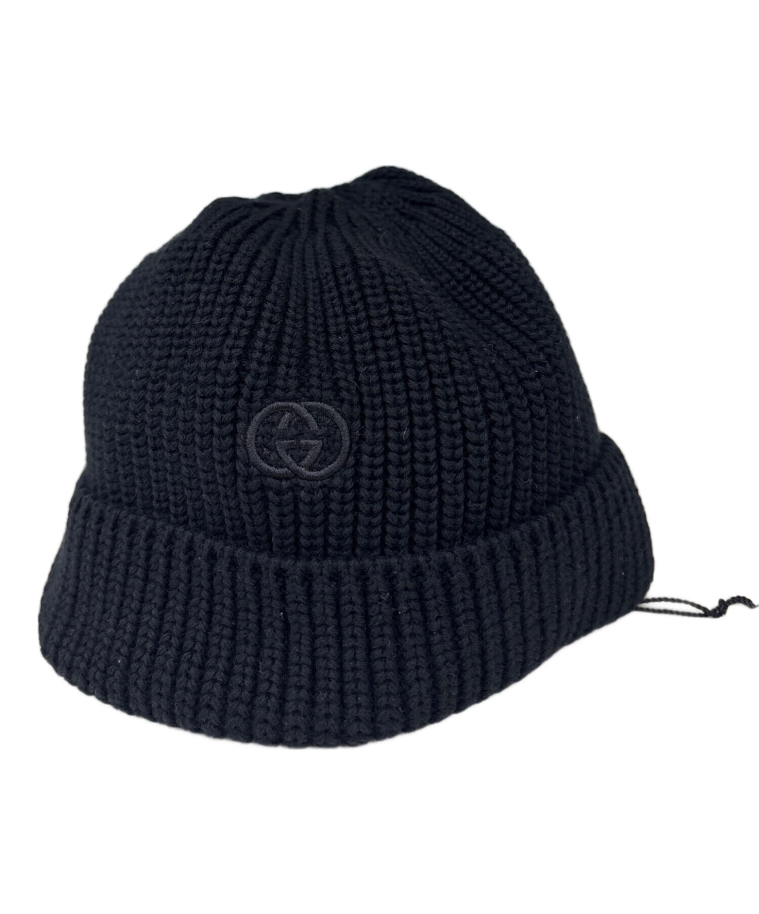 GUCCIニット帽【GUCCI】ブラック・ラムウール100%ニット帽／男女兼用 中古・古着通販】GUCCI (グッチ) ニット帽 ブラック｜ブランド・古着