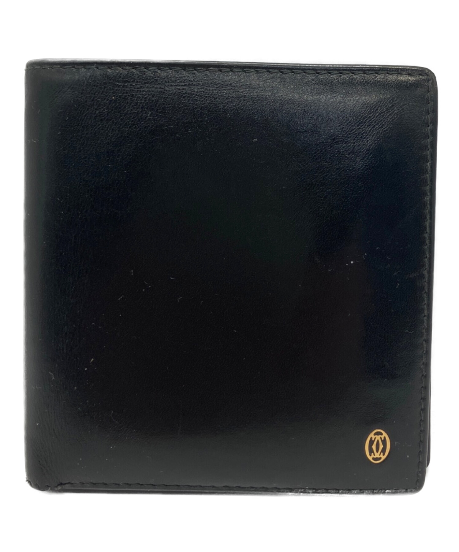 カルティエ 二つ折り財布 サントス ガマ口 レザー ゴールド金具 刻印有 中古・古着通販】Cartier (カルティエ) 2つ折り財布 パシャ ブラック