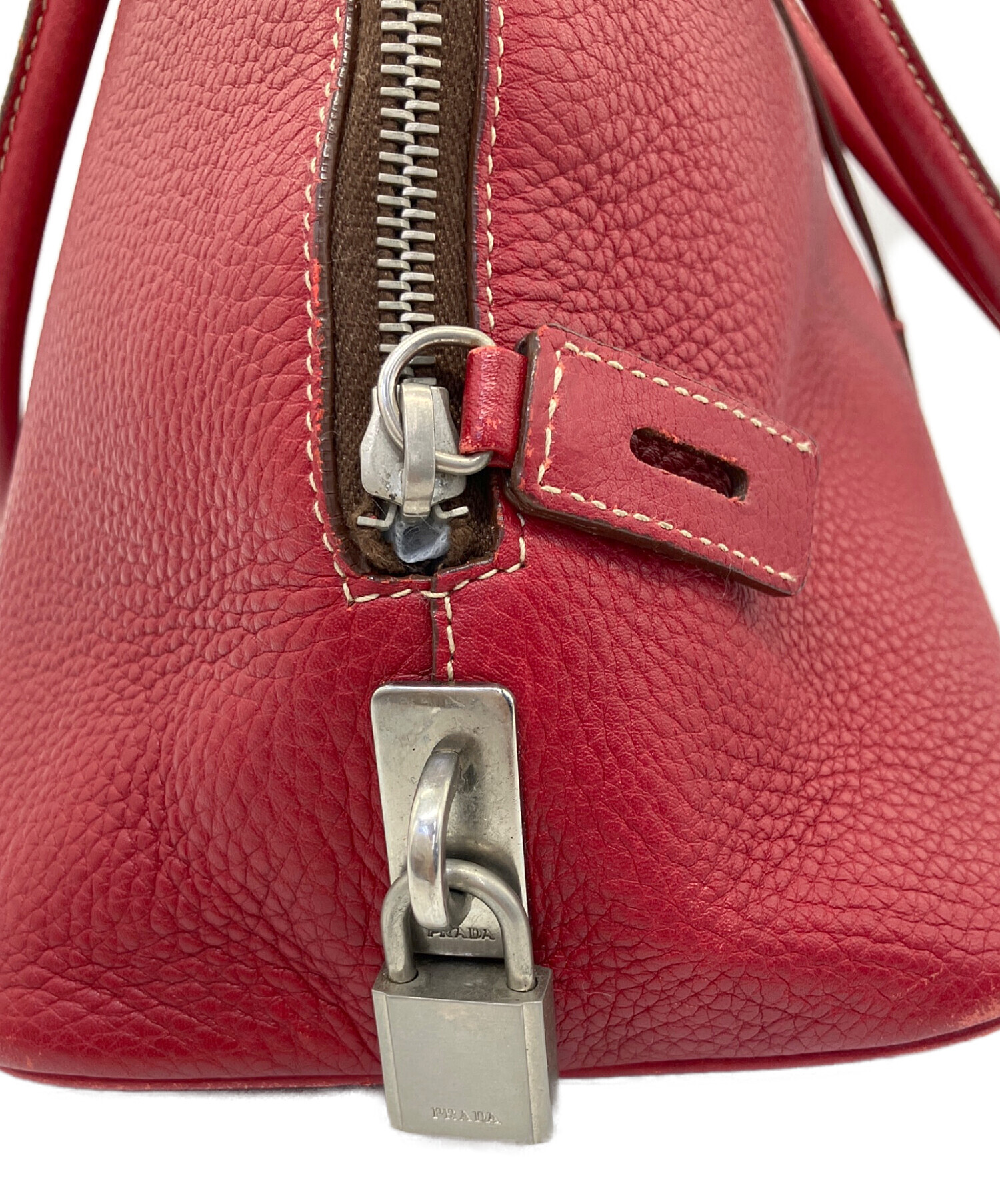 1992年購入PRADA レザー ハンドバッグ レッド　白タグなし 中古・古着通販】PRADA (プラダ) ハンドバッグ レッド｜ブランド・古着