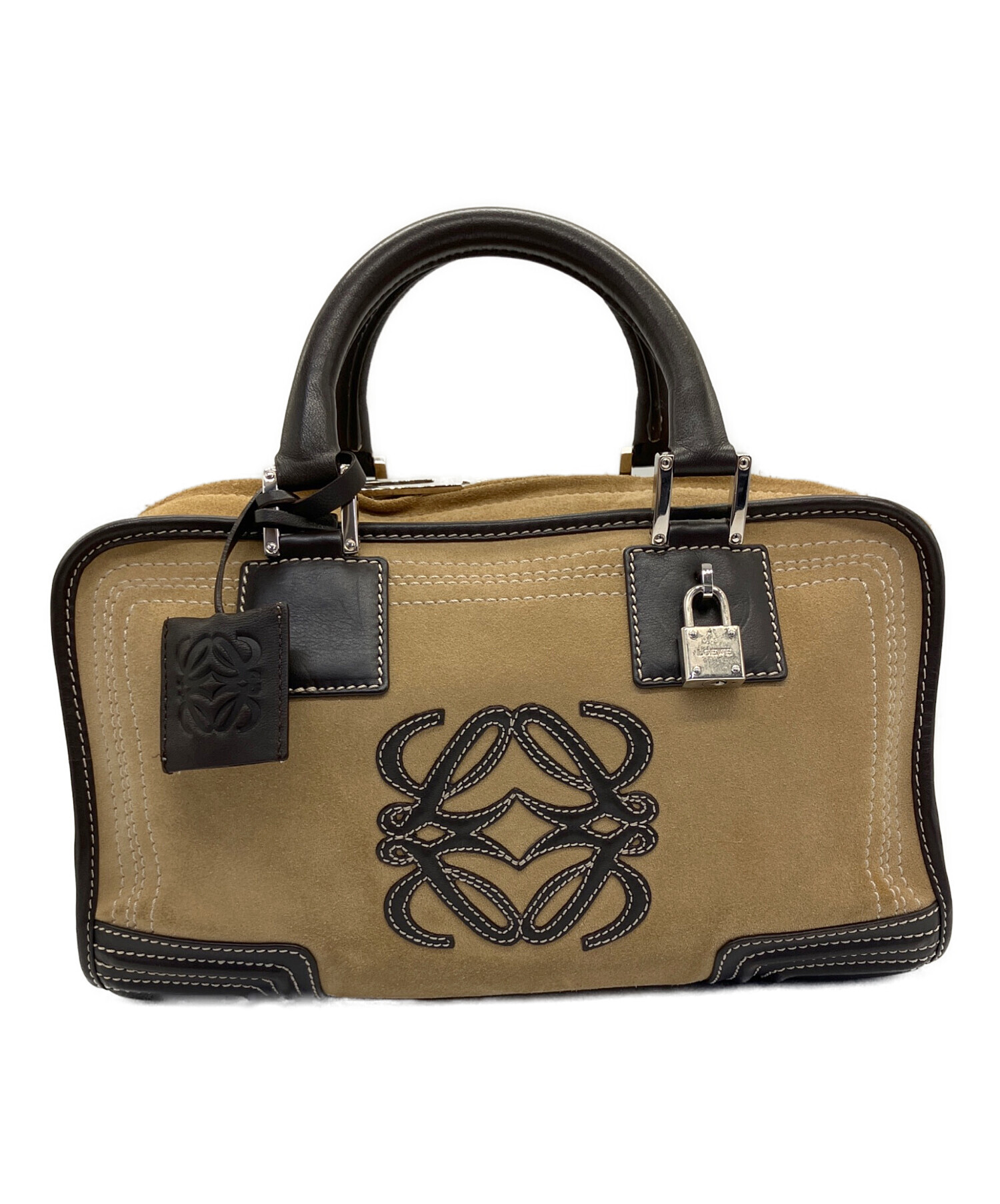 ☆ロエベ☆スウェードハンドバッグ☆ヴィンテージ☆ 中古・古着通販】LOEWE (ロエベ) ハンドバッグ ベージュ×ブラウン