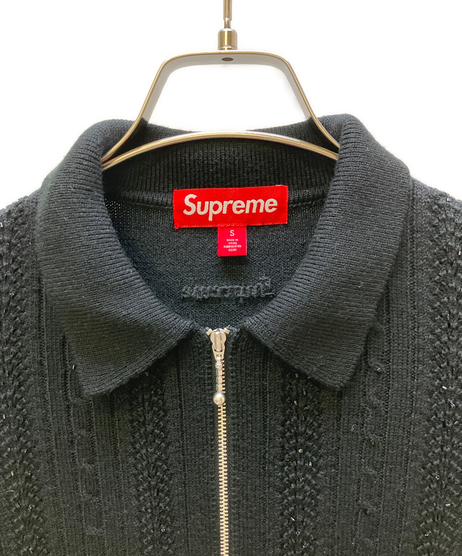 中古・古着通販】SUPREME (シュプリーム) ジップポロシャツ ブラック