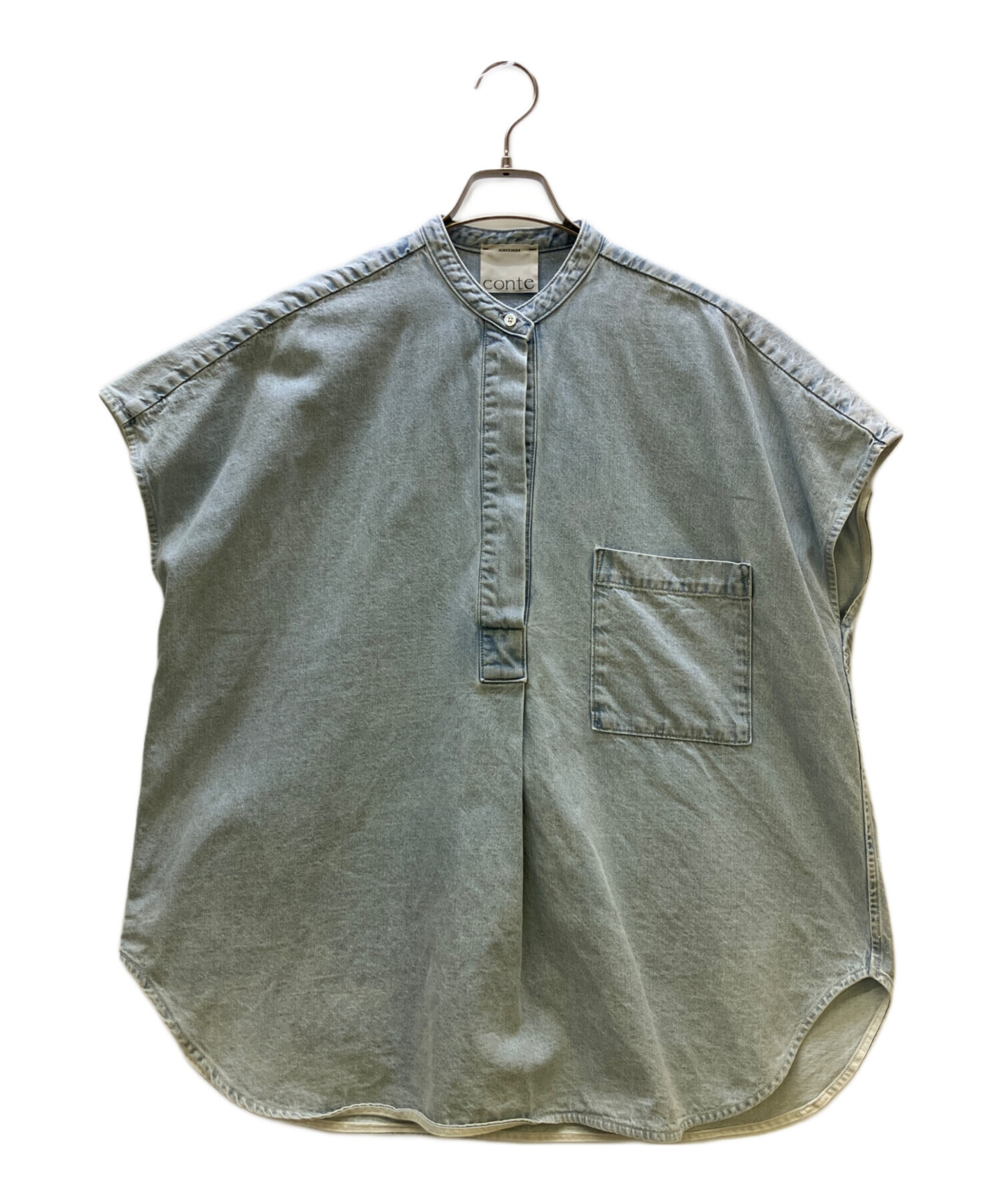 ＜conte＞デニム スキッパーシャツ 中古・古着通販】conte (コンテ) デニム スキッパーシャツ 26SS